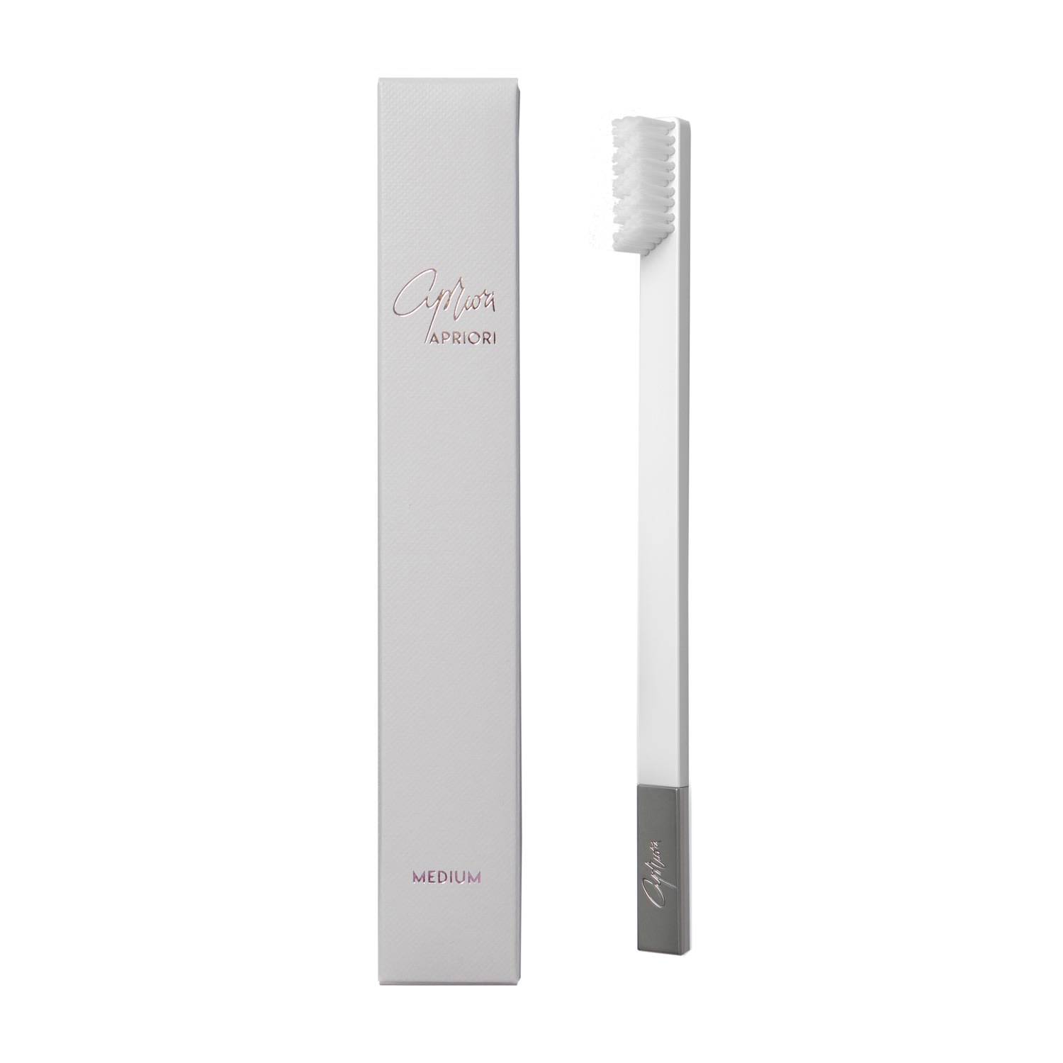 Apriori White Silver Medium Toothbrush One Size