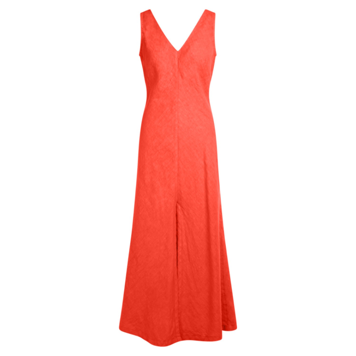 Women’s Red "V" Neck Maxi Linen Dress - Coral Reef Medium Haris Cotton