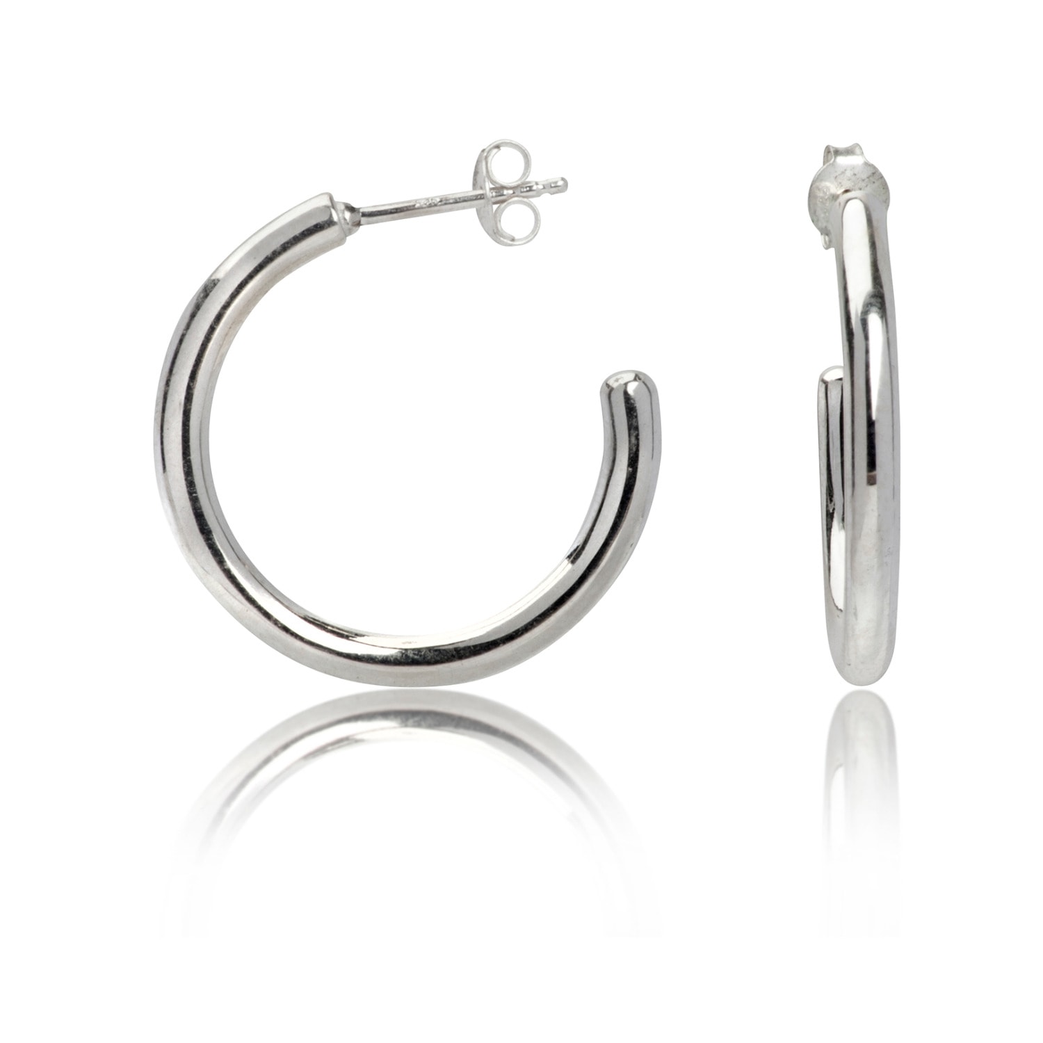 Women’s Plain Open Hoops Stud Earrings In Sterling Silver The Jewellery Store London