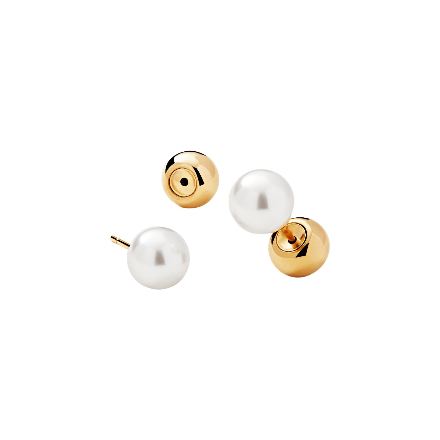 Women’s Minimalism Galet Steel Ball Pearl Stud Earrings - Gold Me30