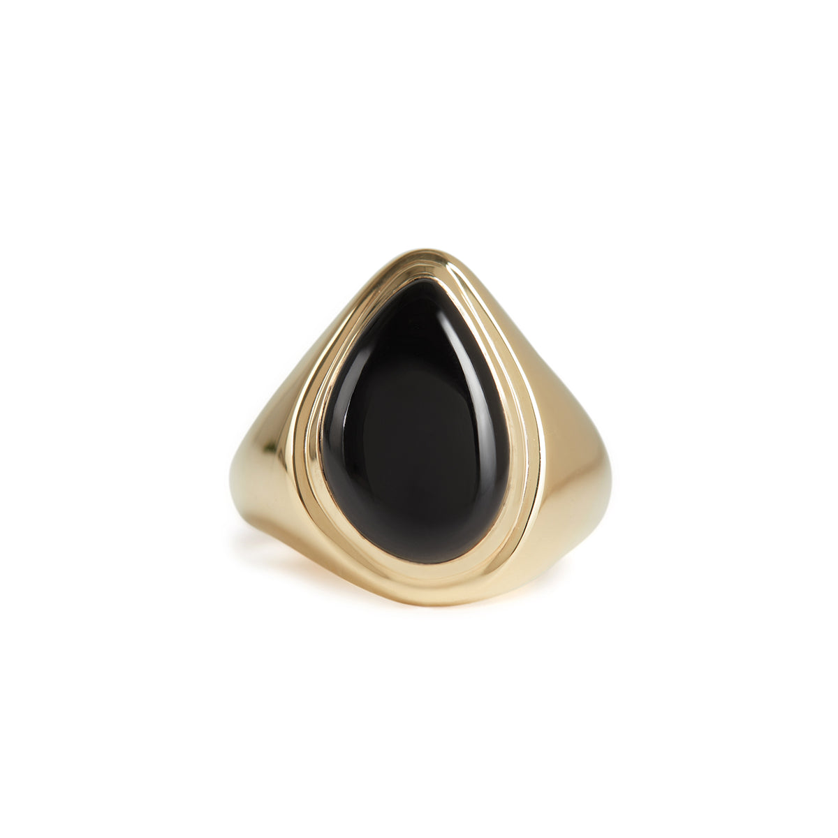Women’s Apollo Signet Ring Gold - Black Rachel Entwistle Jewellery