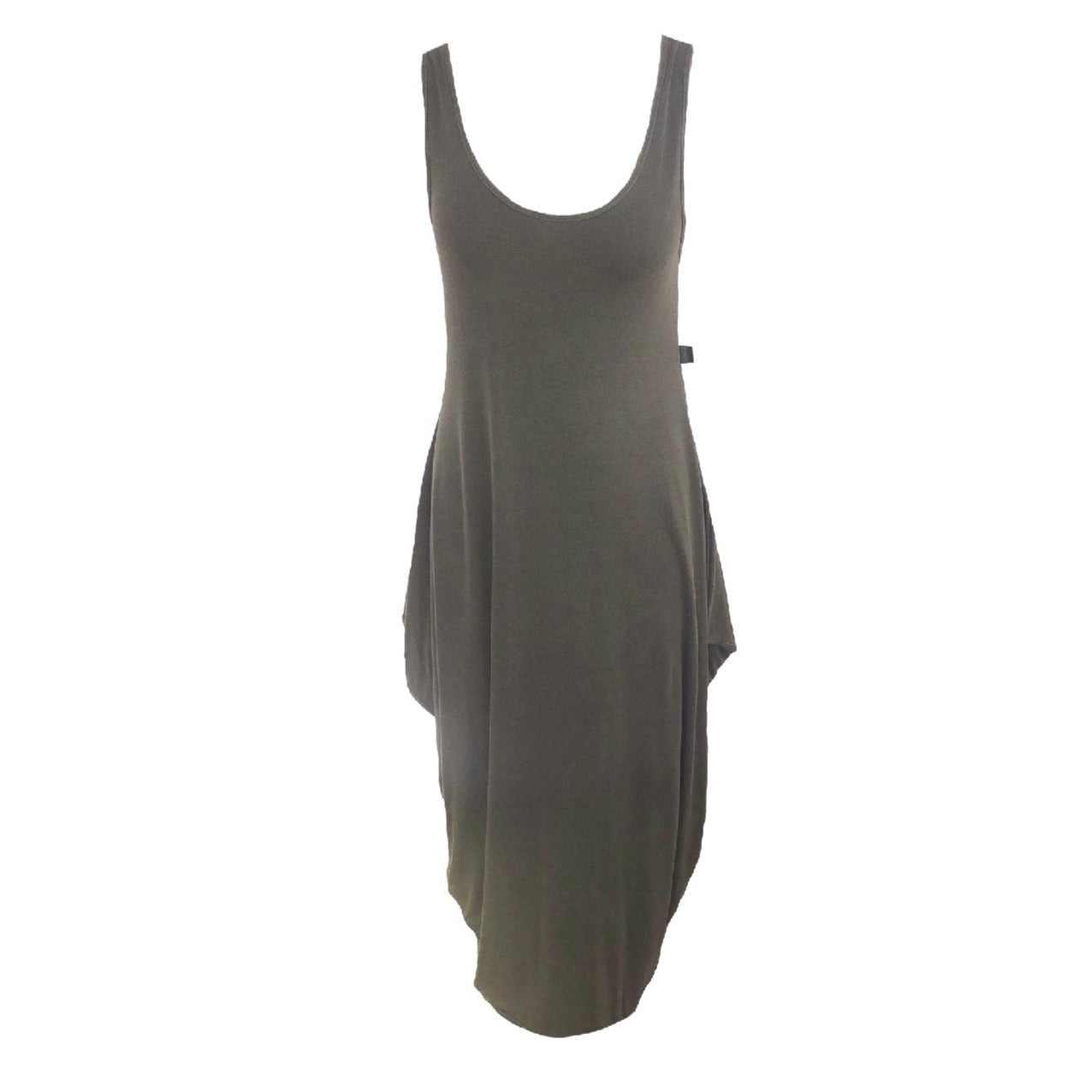 Women’s Green / Brown Damsel Sleeveless Midi Dress In Khaki Large Frock Tales