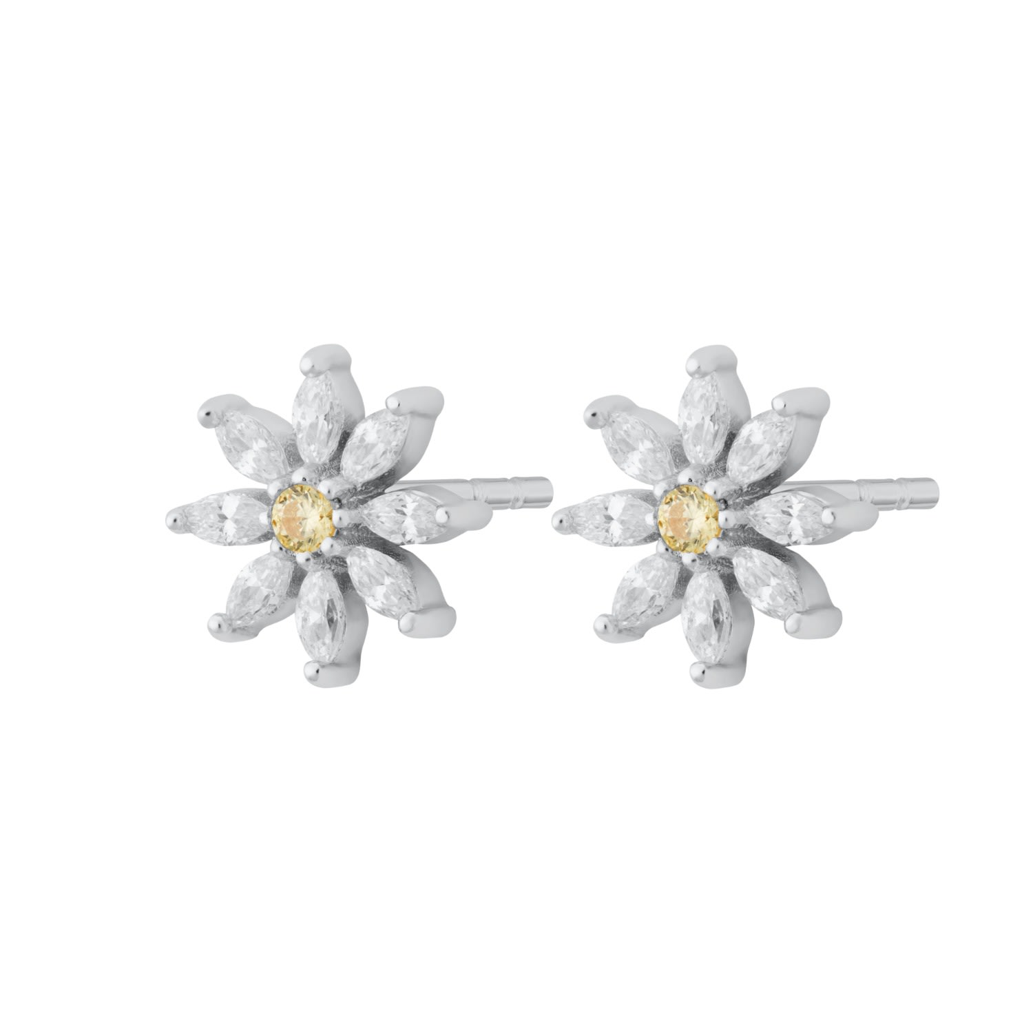 Women’s Silver Sparkling Flower Stud Earrings Scream Pretty