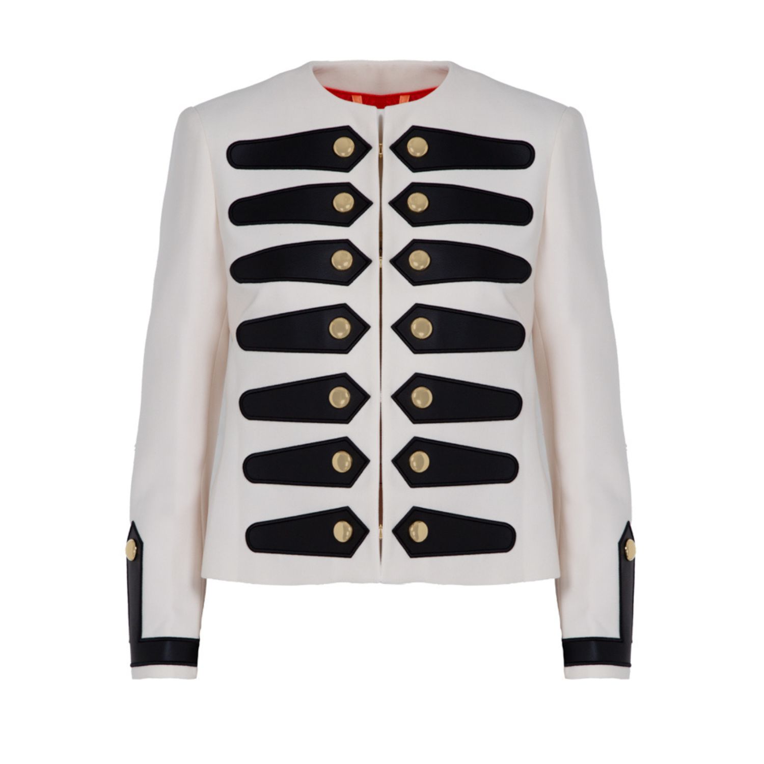 Women’s White / Black White Premiun Crepe Blazer With Golden Buttons Kyomi Xxs The Extreme Collection