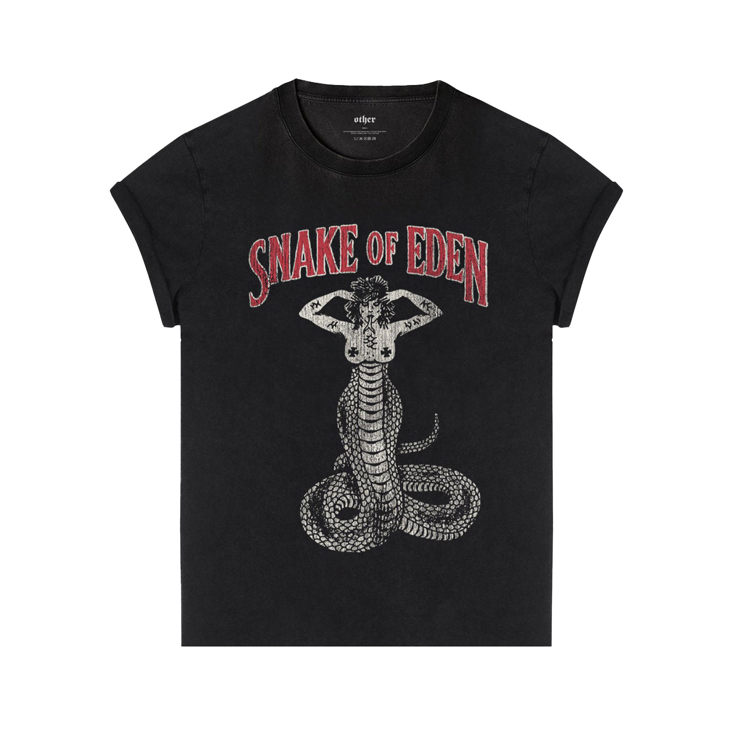 Women’s Black / Grey Snake Of Eden - Rocker T-Shirt - Vintage Black Medium OTHER UK