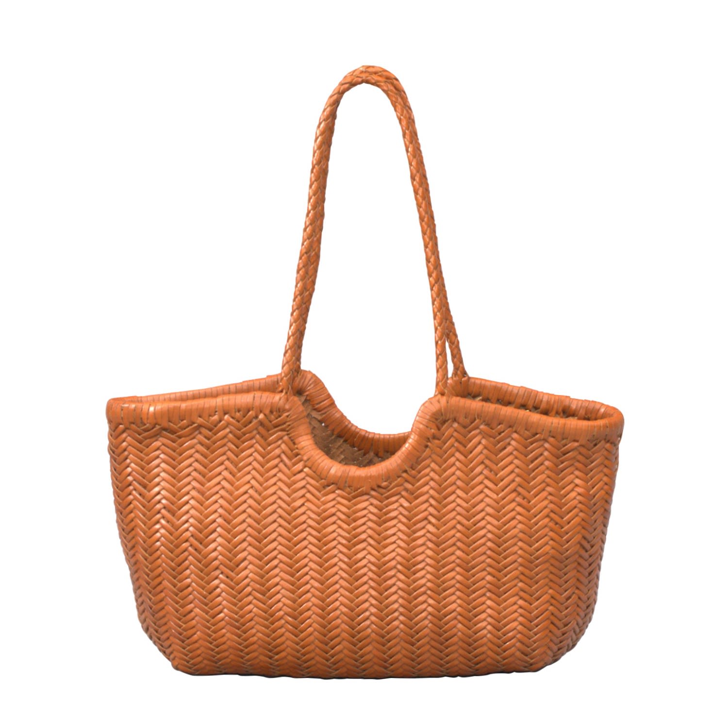 Women’s Woven Leather Beach Bag - Tannish Brown Rimini