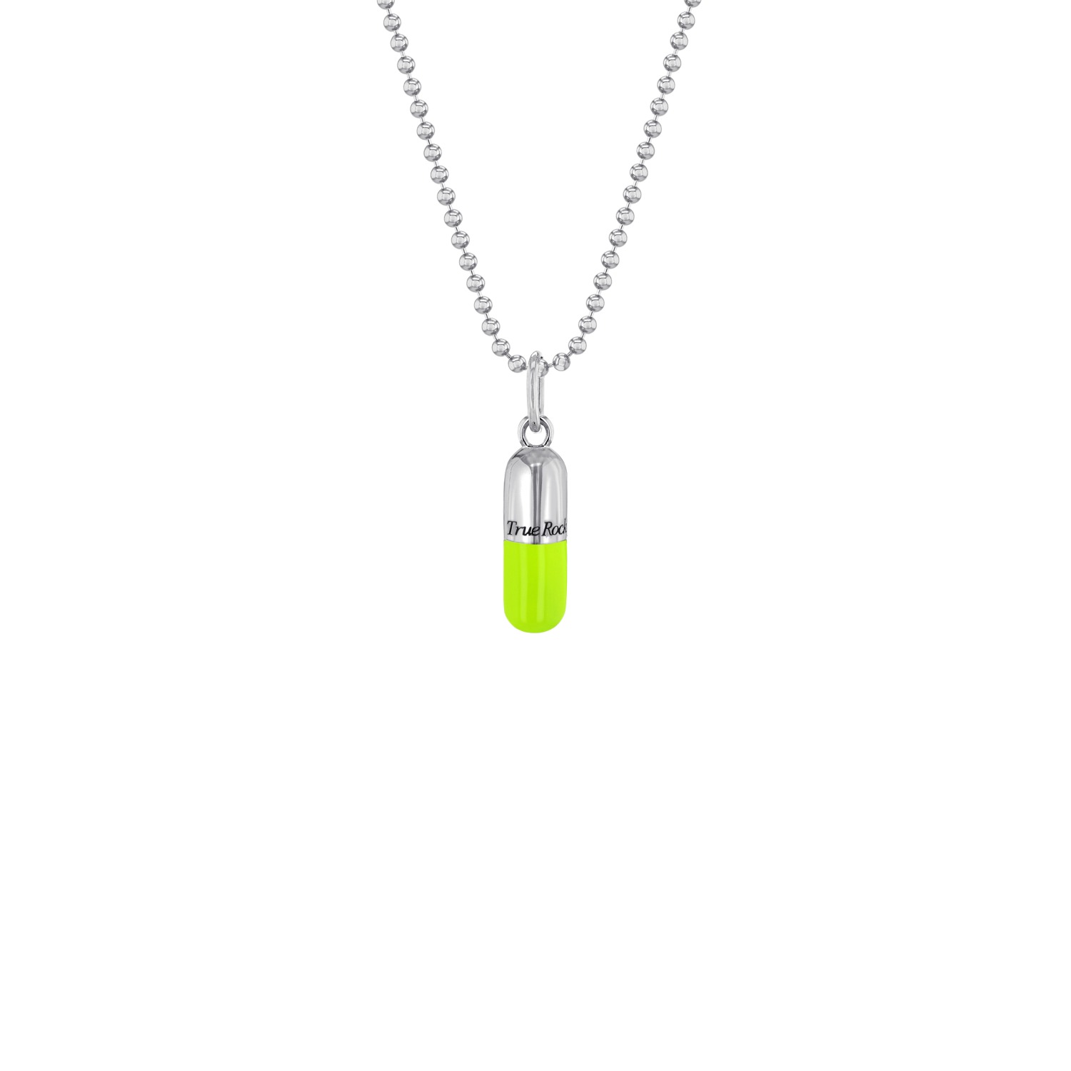 Men’s Green / Silver Small Pill Pendant Sterling Silver & Neon Lime Green Enamel True Rocks