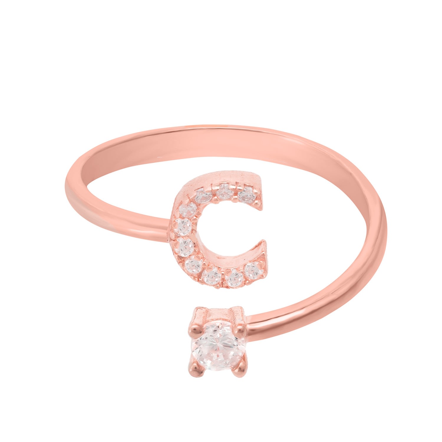 Women’s Rose Gold / White Initial Ring Rosegold C Latelita