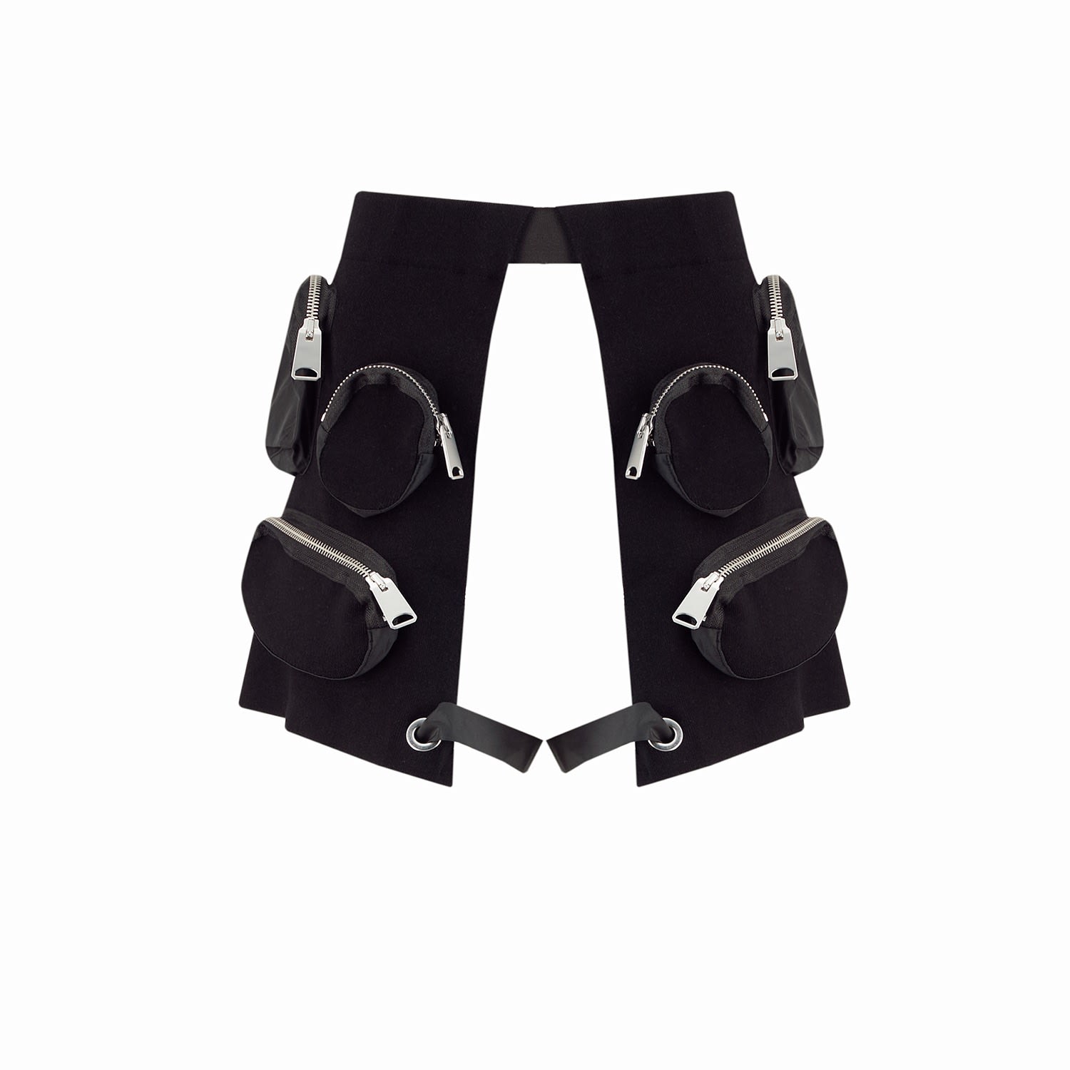 Women’s Kntlgy Black Knitted Multi-Pocket Belt Bag M