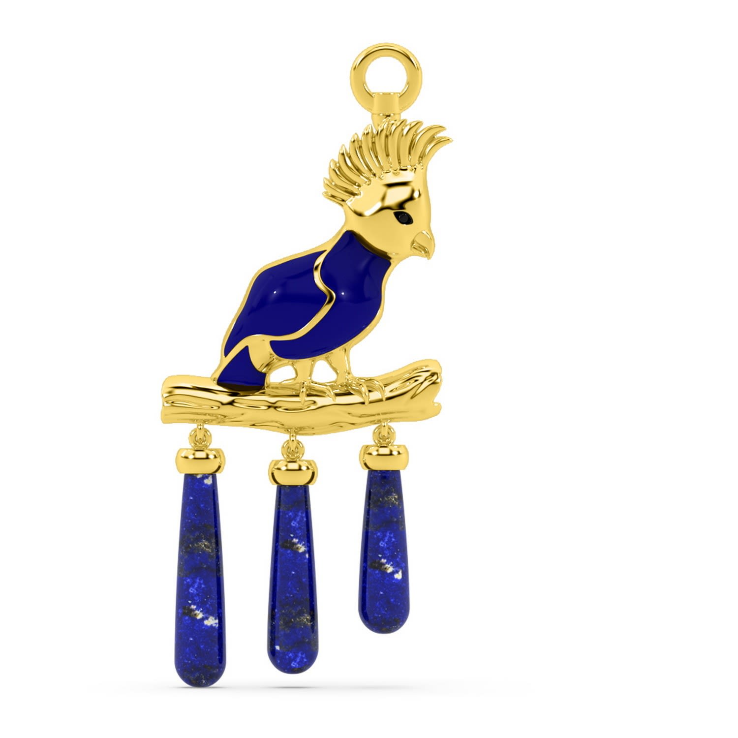 Women’s The Blue Cockatoo Charm - Bird Charm - Gold Oni Fine Jewelry