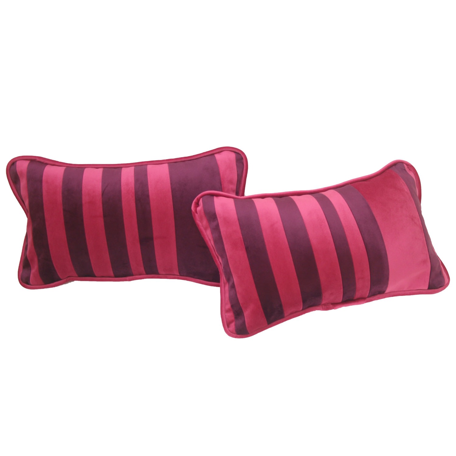 Pink / Purple Striped Velvet Cushion - Pink & Purple Unique Pair Ellie Pearce Textiles