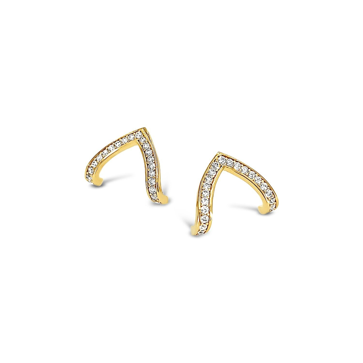 Women’s Pave Cz Wishbone Studs-Gold Lutiro