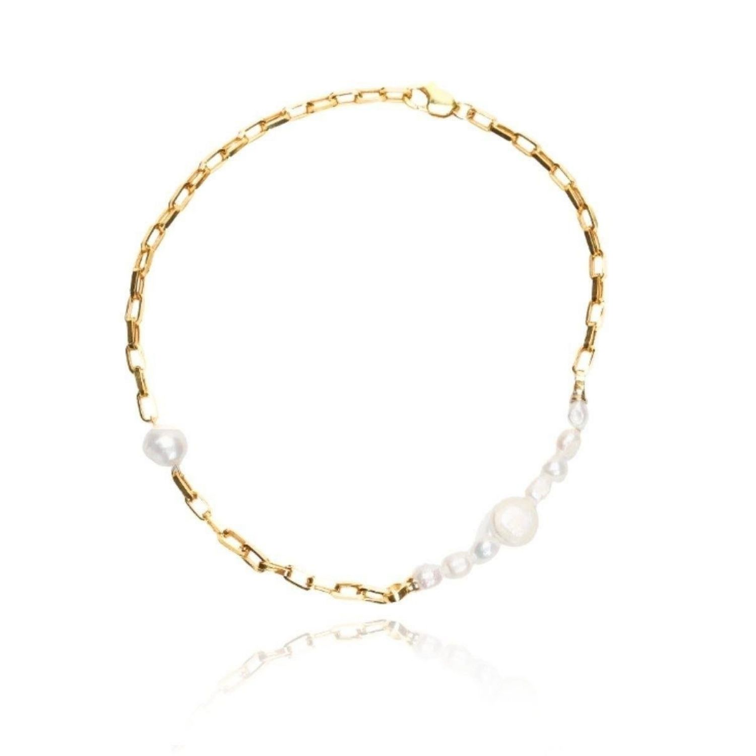 Women’s Gold Lena Box Pearl Chain Necklace Linya Jewellery
