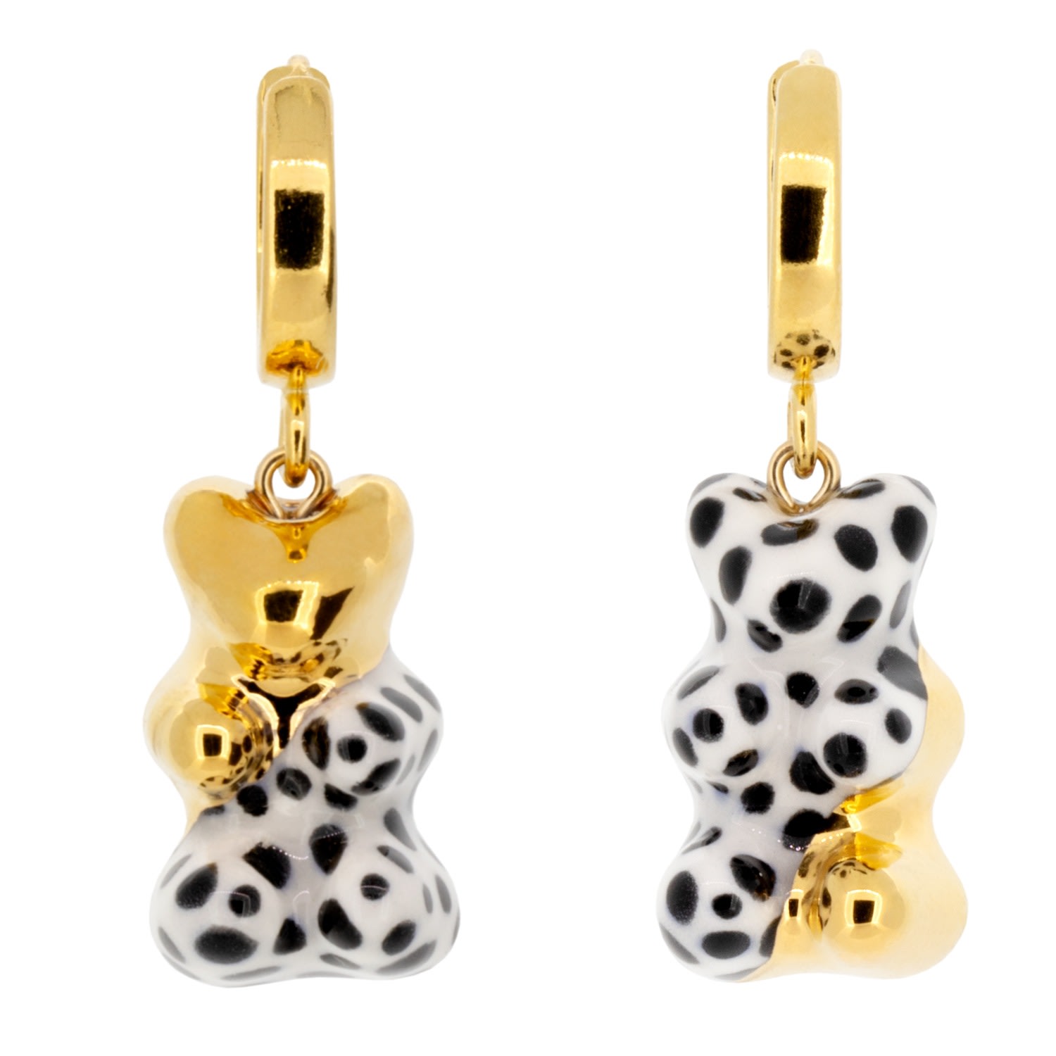 Women’s Impressive Dangle Gummy Earrings - Polka Dot Gold Dipped CjÂ·314