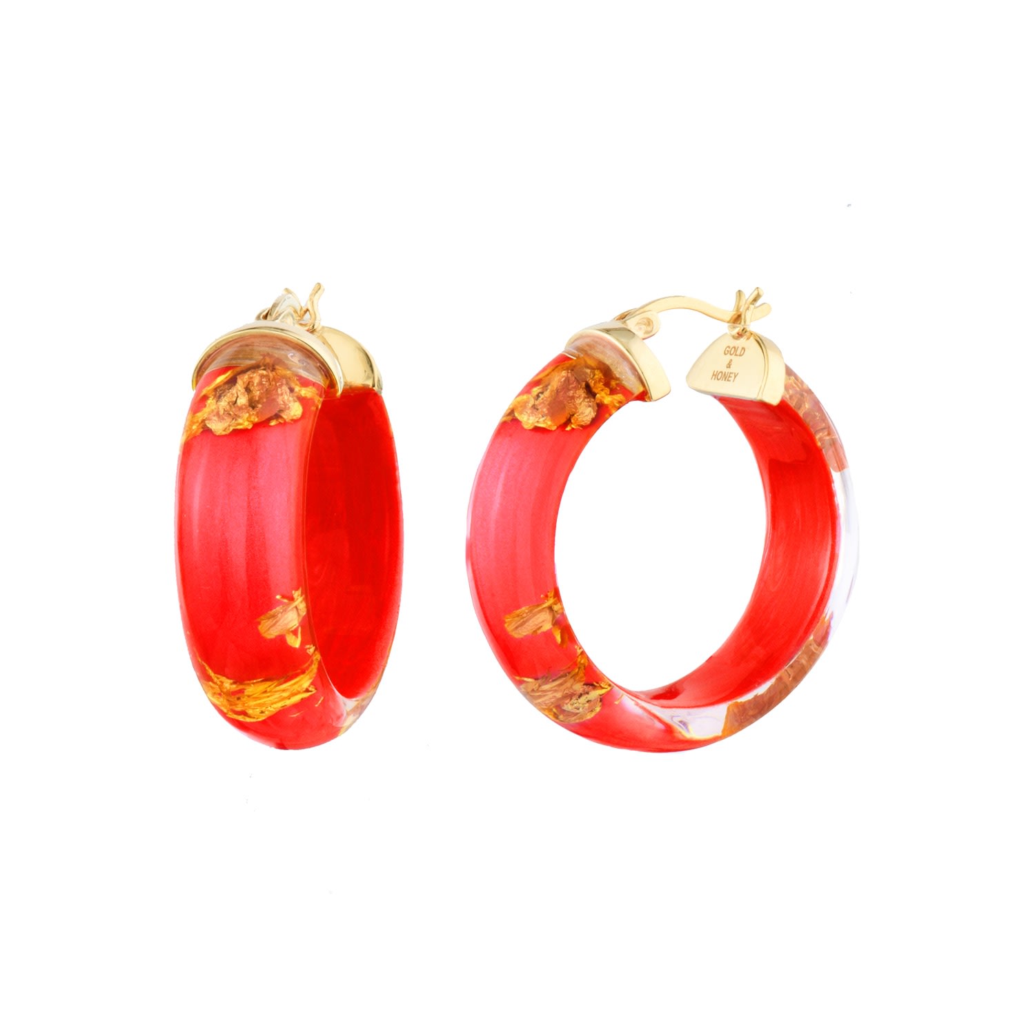 Women’s Gold / Red Gold Leaf Huggies In Red Gold & Honey