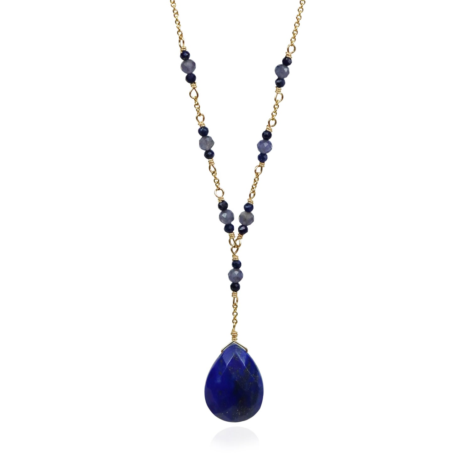 Women’s Blue Lapis & Iolite Y Necklace Mounir London