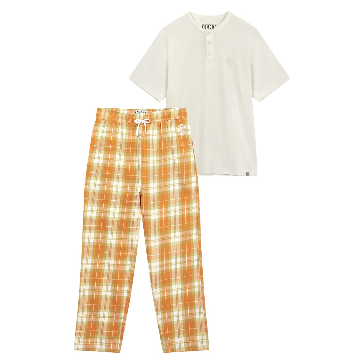 Yellow / Orange Jim Jam - Men’s Gots Organic Cotton Pyjama Set Small Komodo