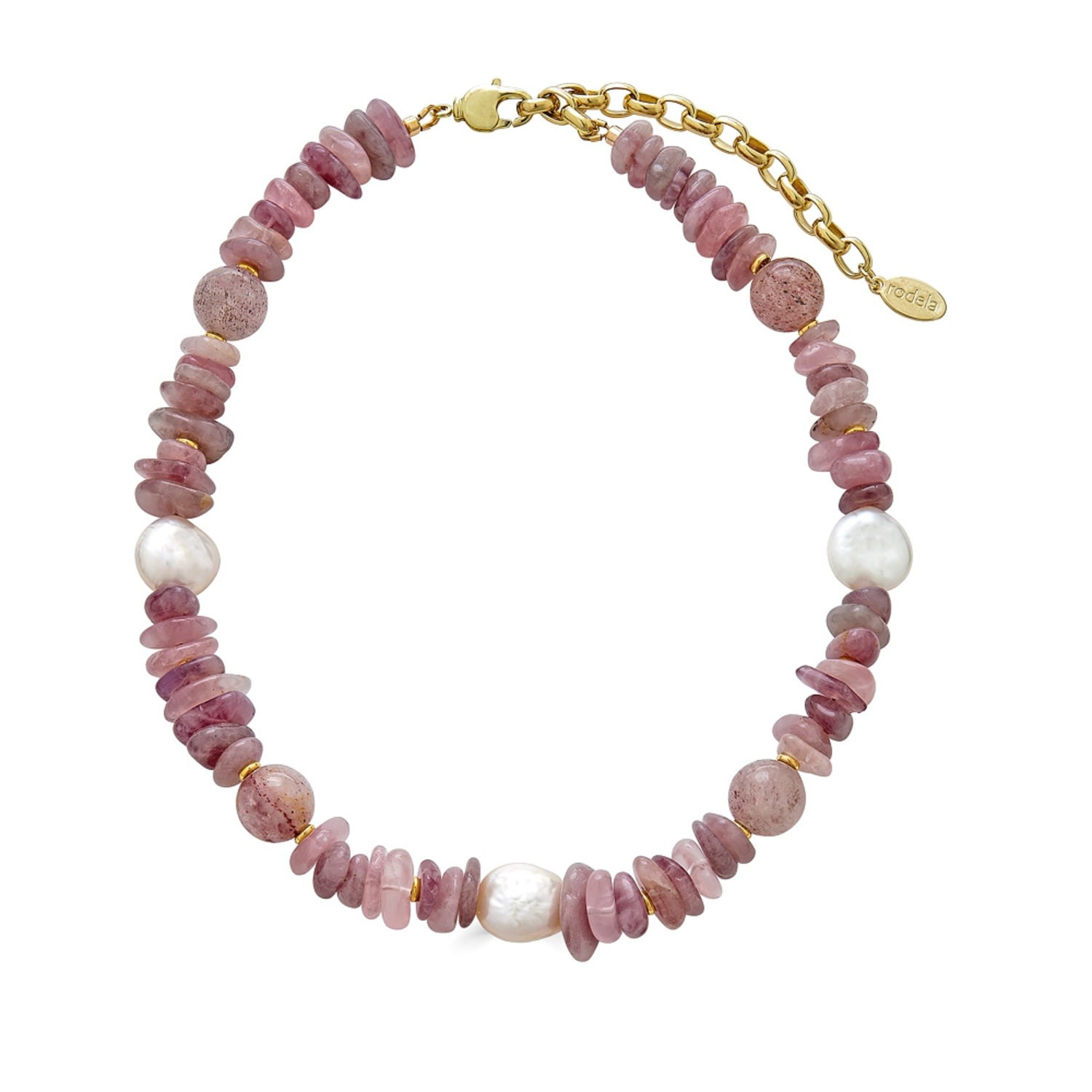 Women’s Pink / Purple / White Cara Freshwater Pearl And Rose Quartz Necklace Rodela