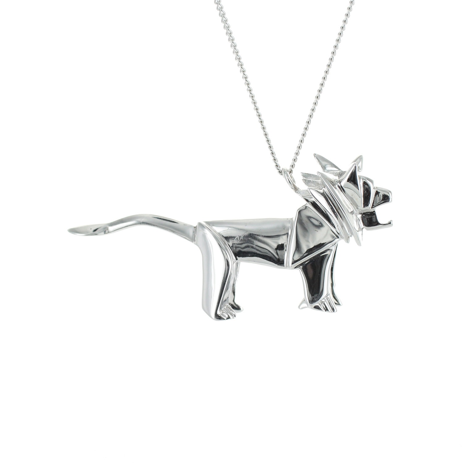 Women’s Lion Necklace Silver Origami Jewellery