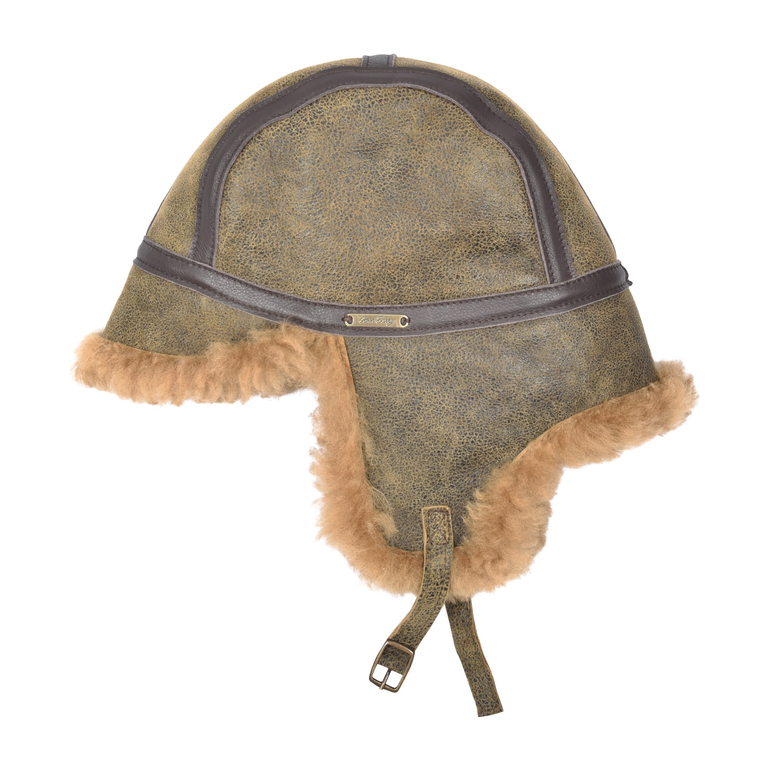 Men’s Sheepskin Trapper Hat Antique Brown Aviator By Owen Barry