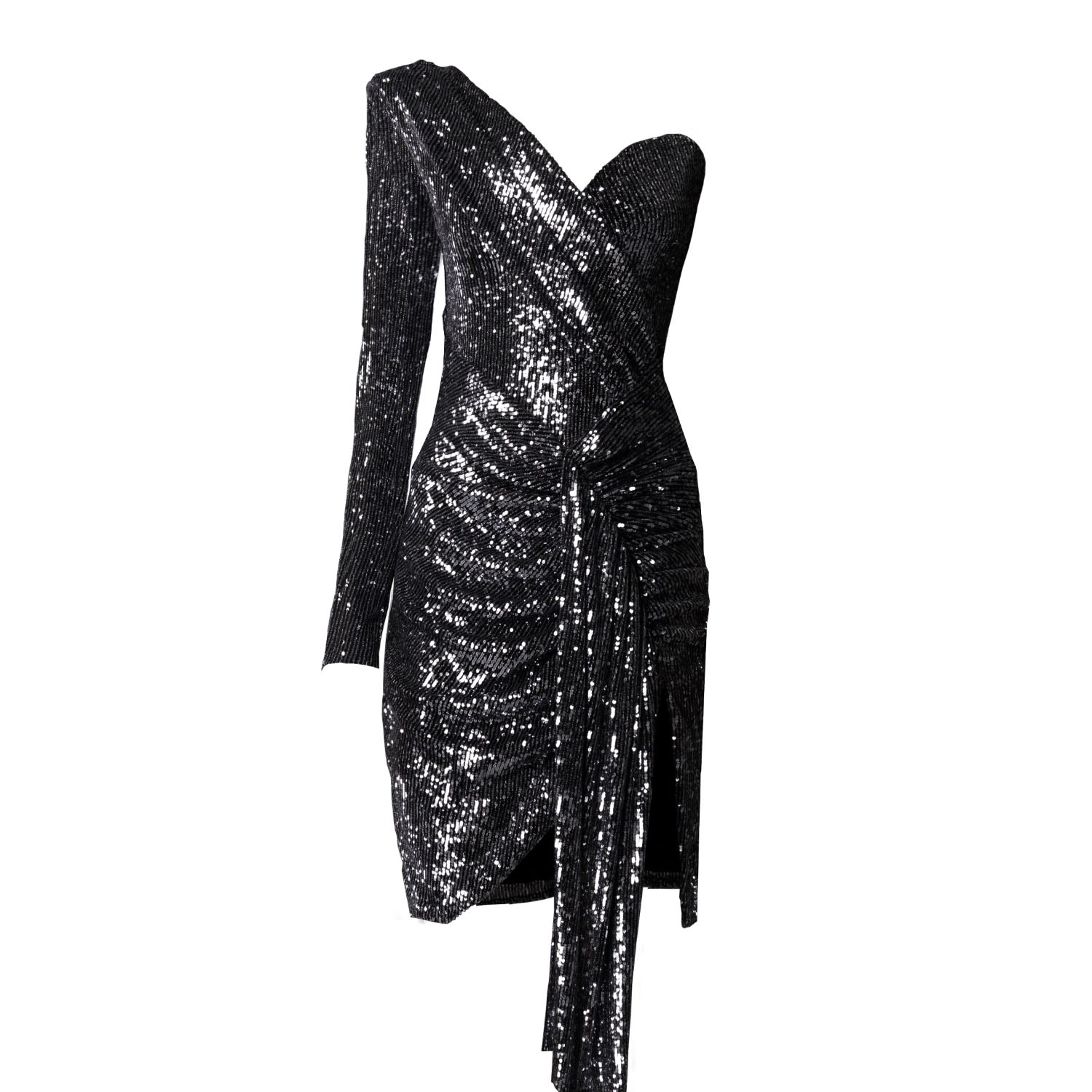 Women’s Asymmetric Sequin Black Dress Gloria Xxs Angelika Jozefczyk