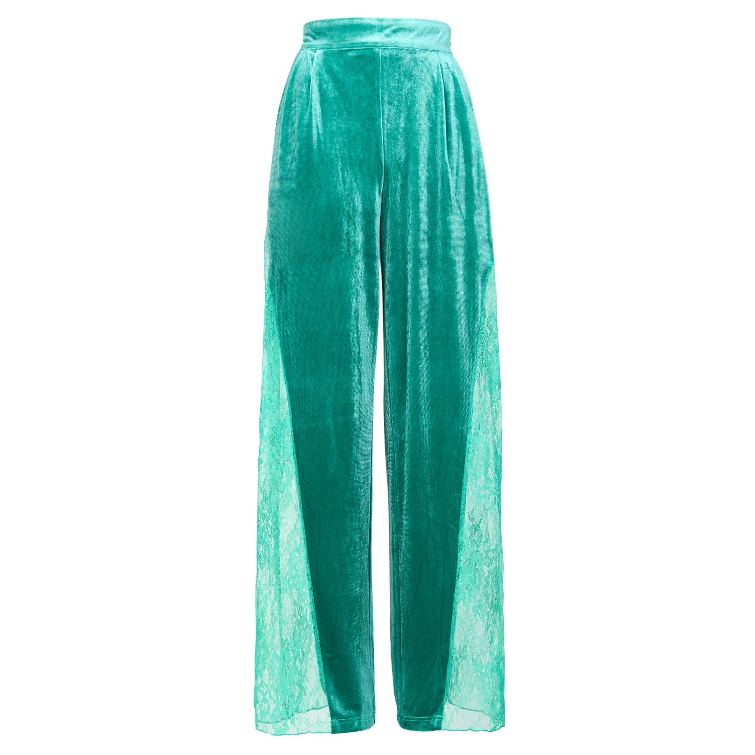 Women’s Remi Lace Panelled Velvet Straight Trousers In Green Extra Small Lola Adu