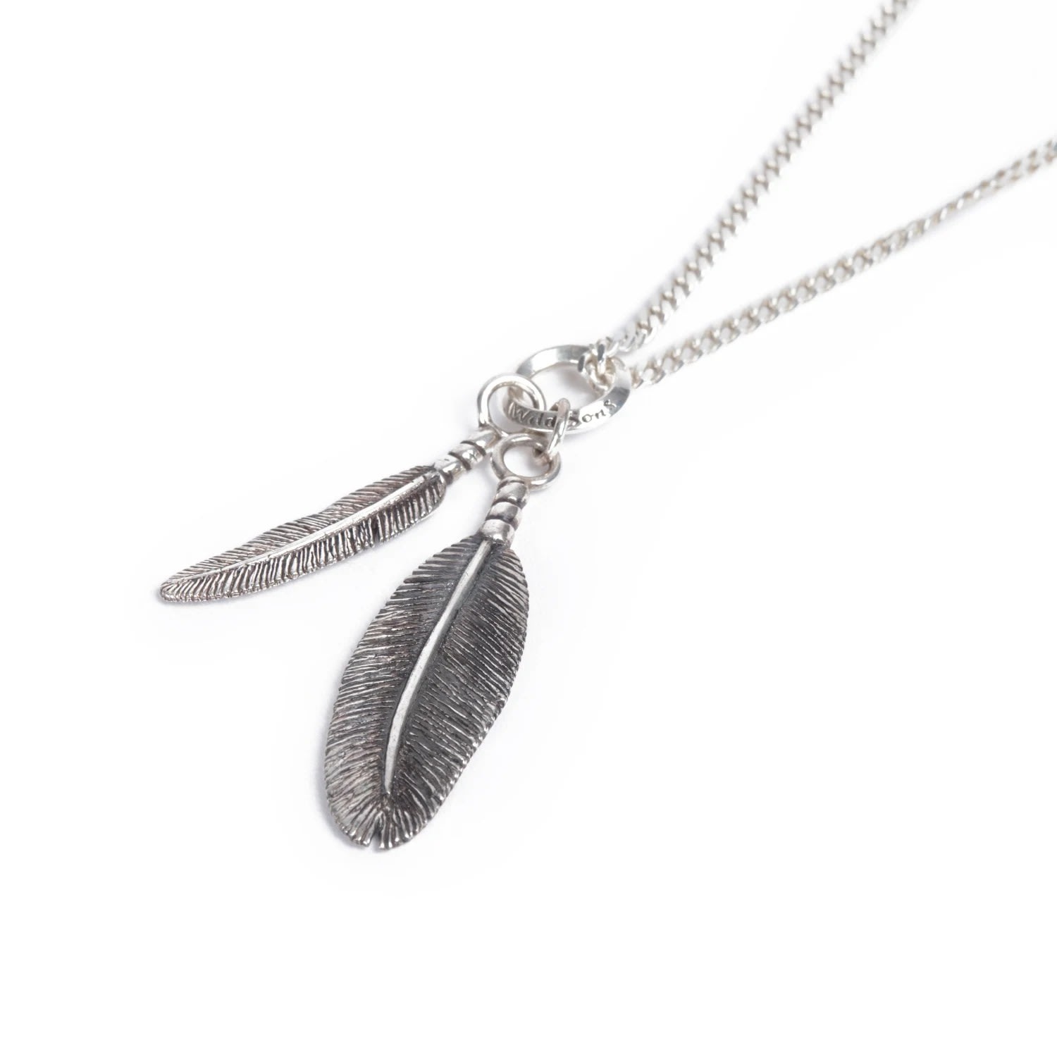 Women’s Double Feather Silver Necklace Wild Sons