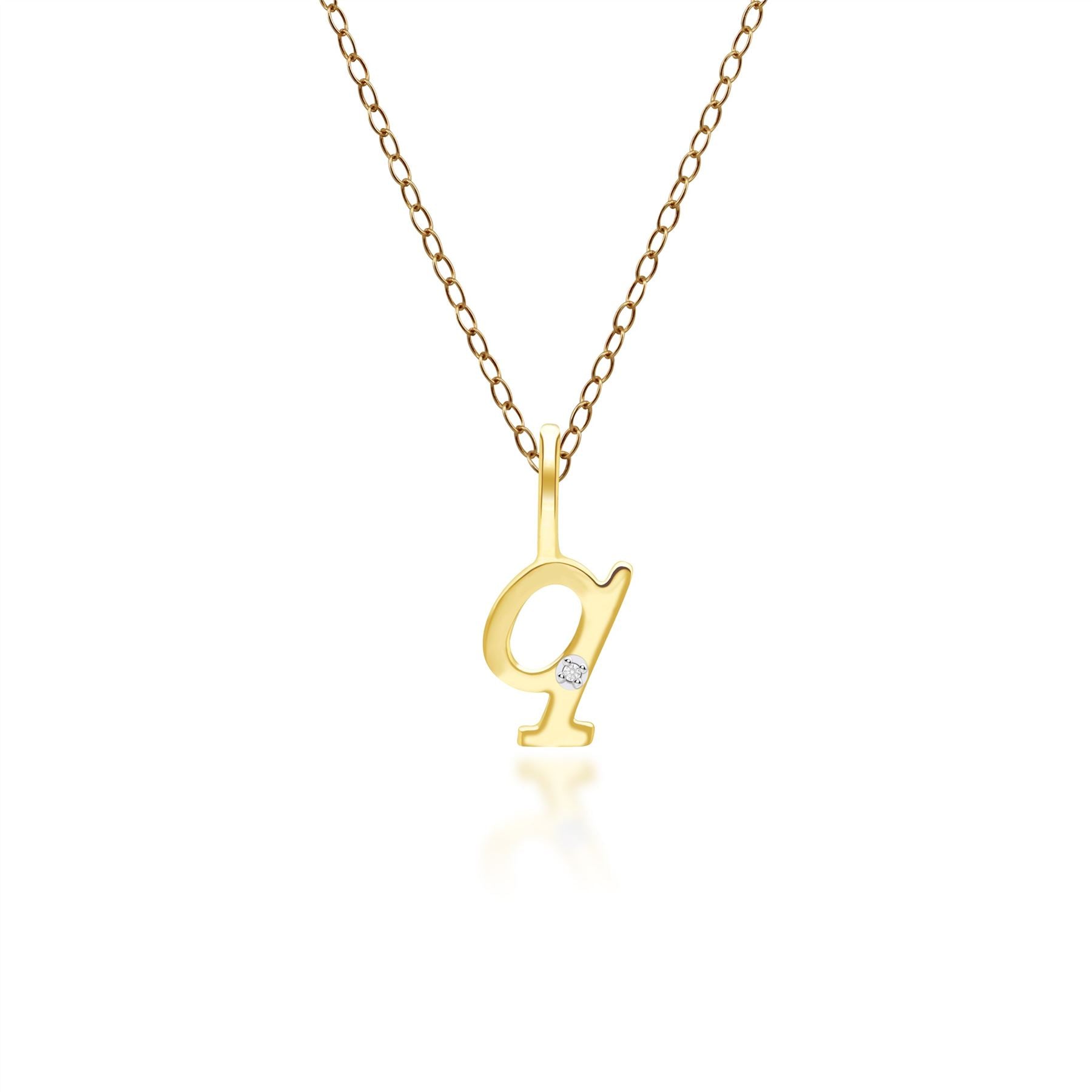 Women’s Alphabet Letter Q Diamond Pendant In Yellow Gold Gemondo