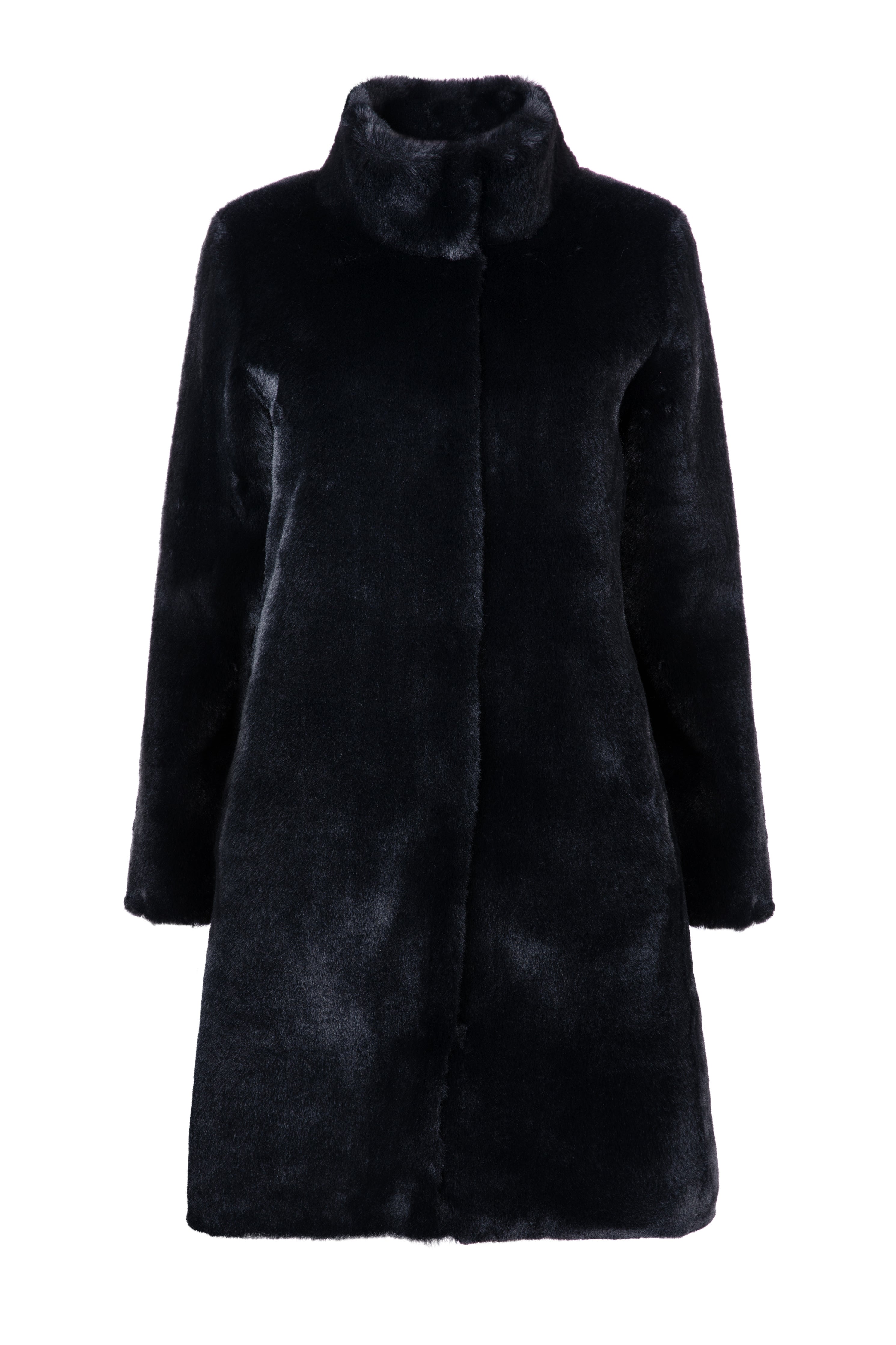 Women’s Jackie Faux Fur Shearling Coat Black Small Issy London