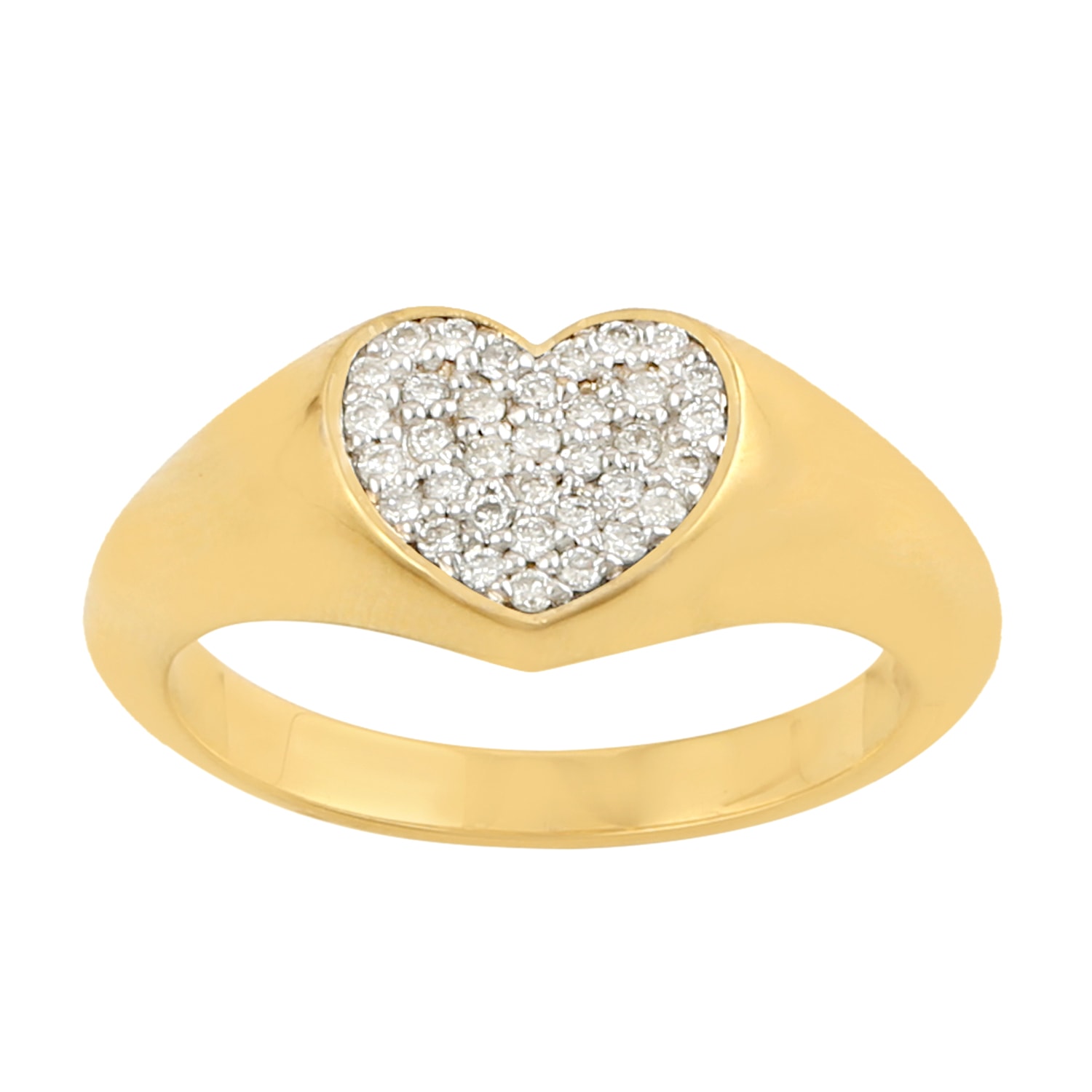 Women’s Gold / White 18K Solid Yellow Gold Diamond Heart Shape Ring Artisan