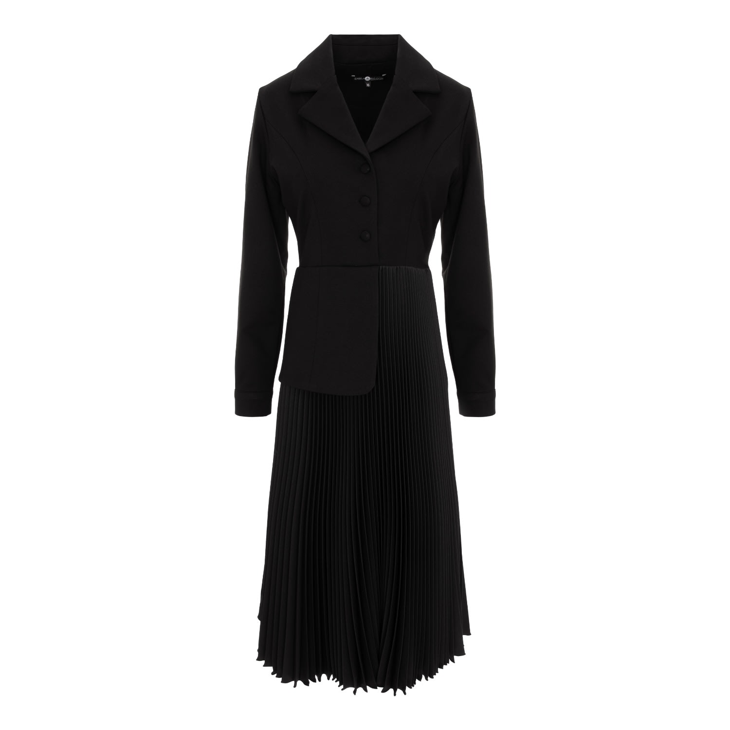 Women’s Midi Dress In Black Jersey With Pleated Skirt Extra Large Izabela Mandoiu