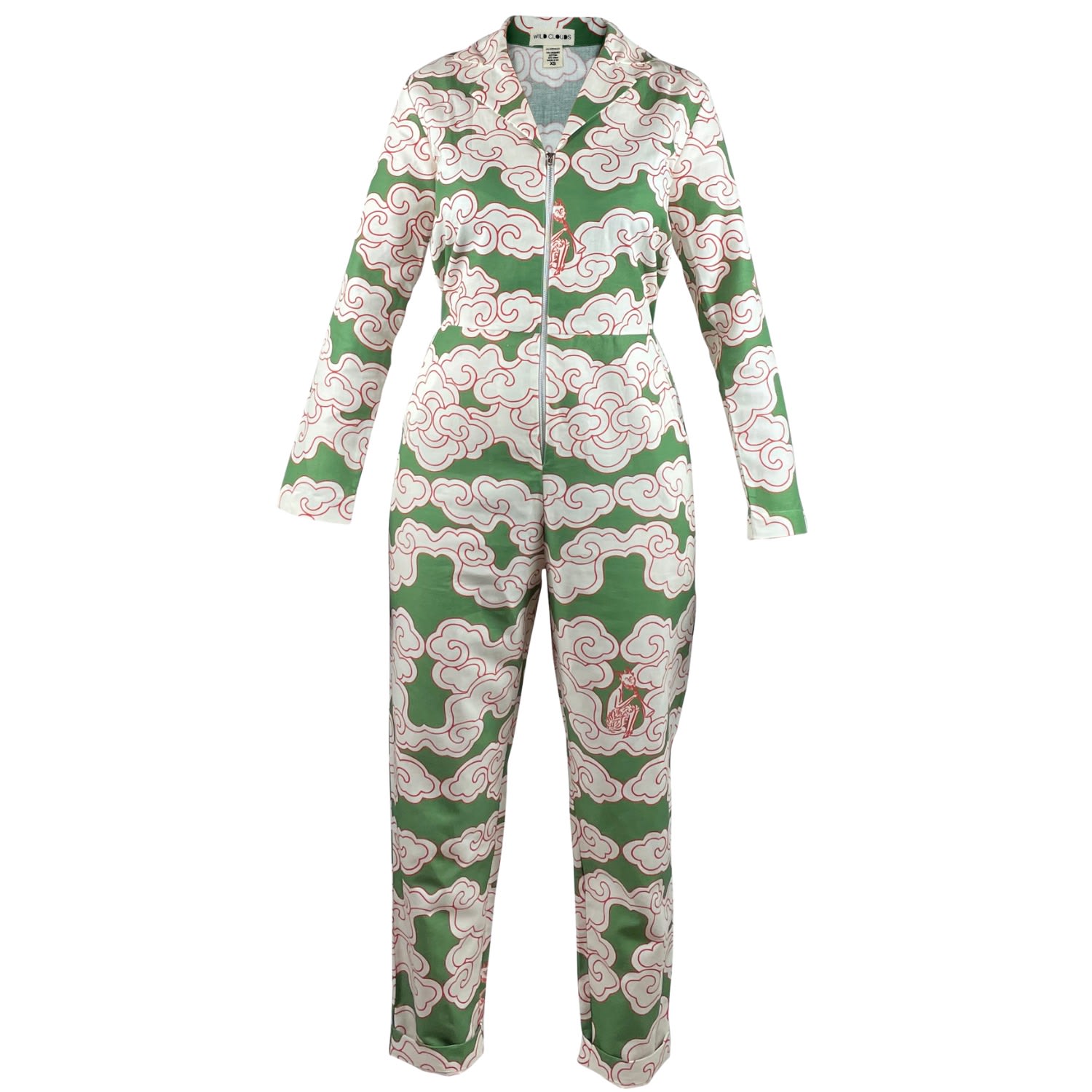 Women’s Organic Cotton & Linen Green Clouds Jumpsuit Extra Small Wild Clouds