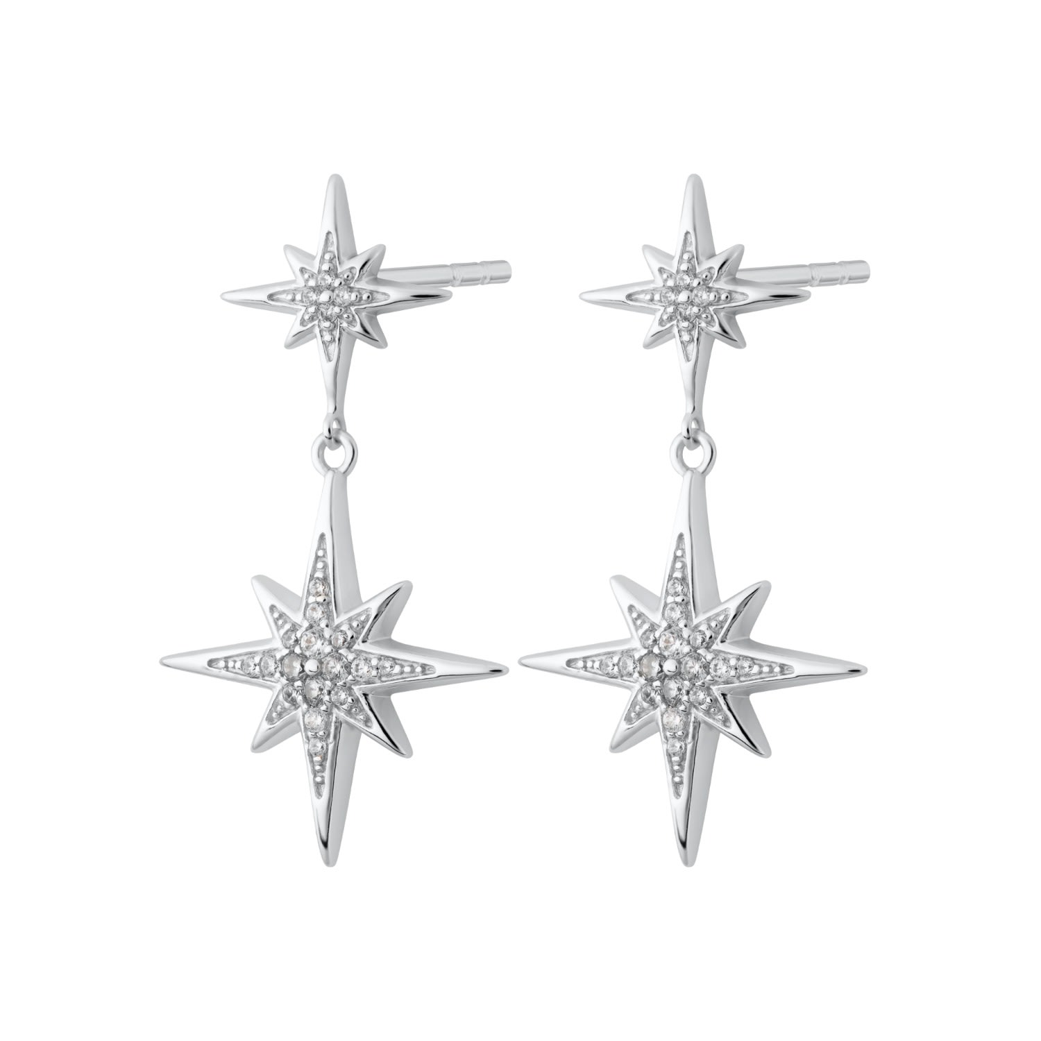 Women’s Silver Art Deco Star Stud Earrings Scream Pretty