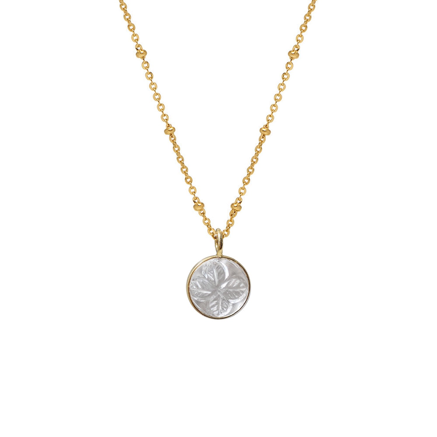 Women’s Neutrals Carved Rock Crystal Ball Pendant On Long Satellite Chain Mirabelle Jewellery