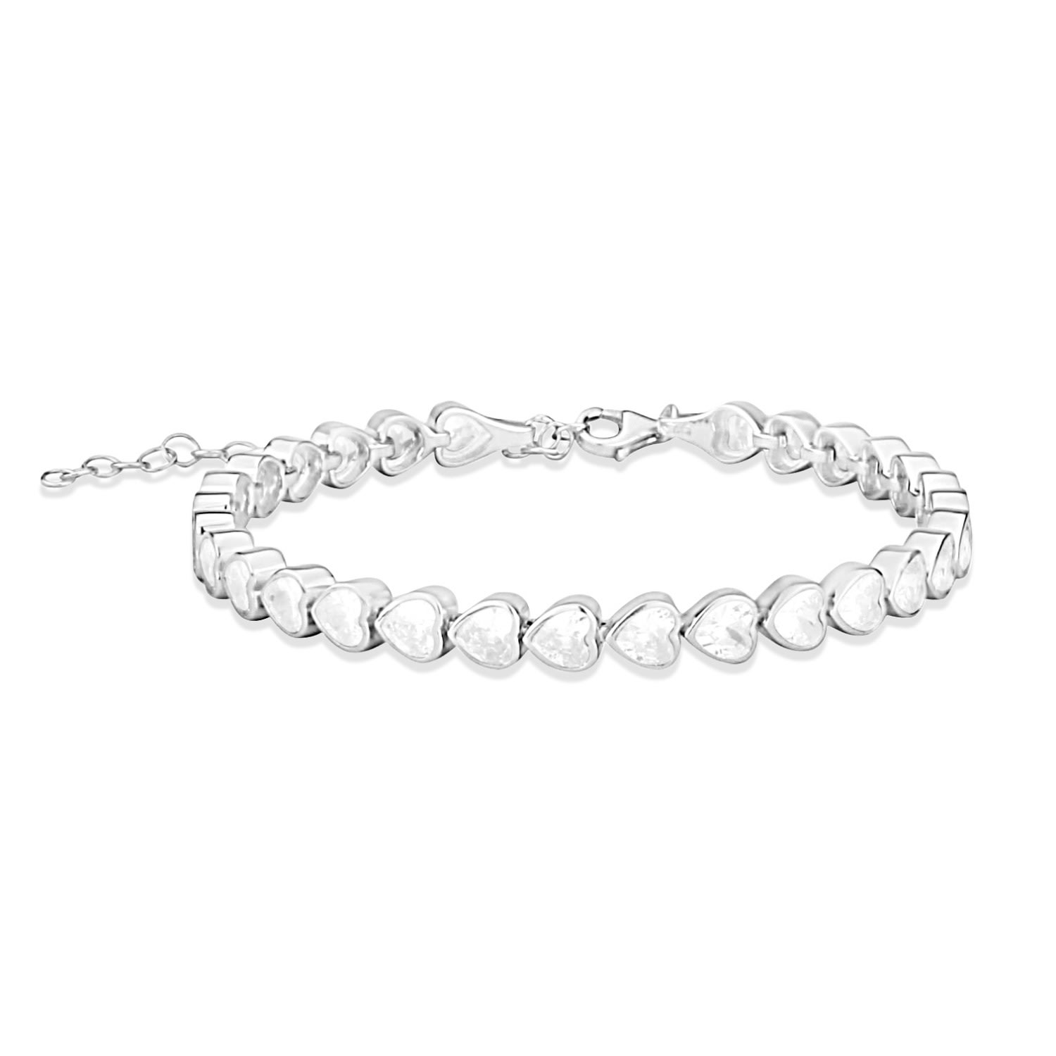 Women’s Mini Heart Bezel-Set Tennis Bracelet - Silver Shymi