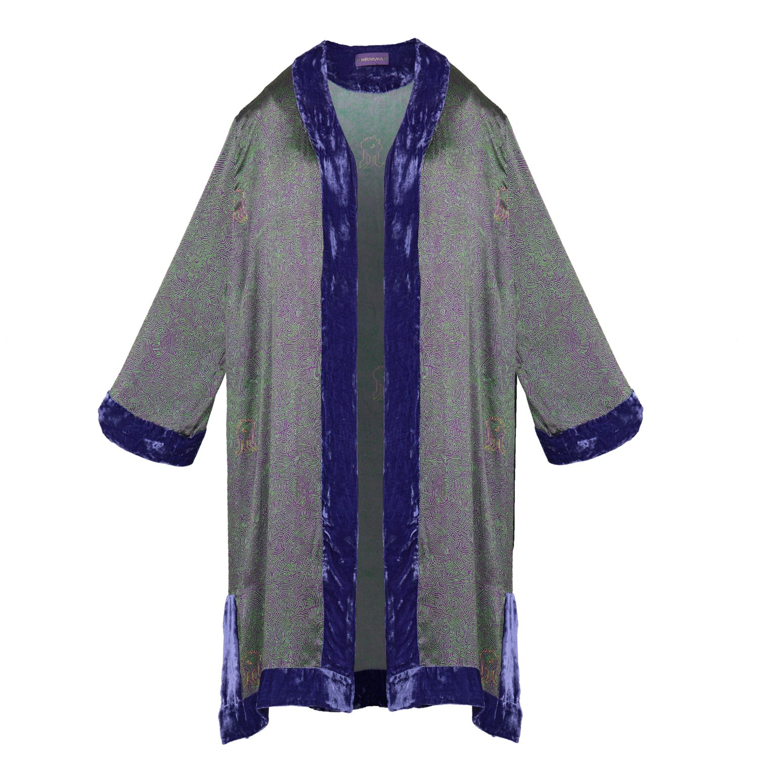 Women’s Green / Pink / Purple The Mazestroom Pattern Silk And Silk Velvet Kimono One Size Mirayama