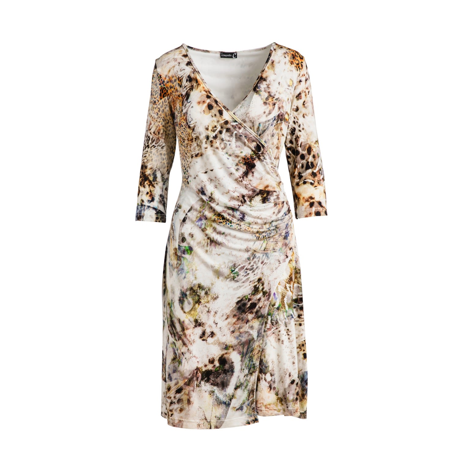 Women’s Print Jersey Faux Wrap Dress In Beige XXXL Conquista