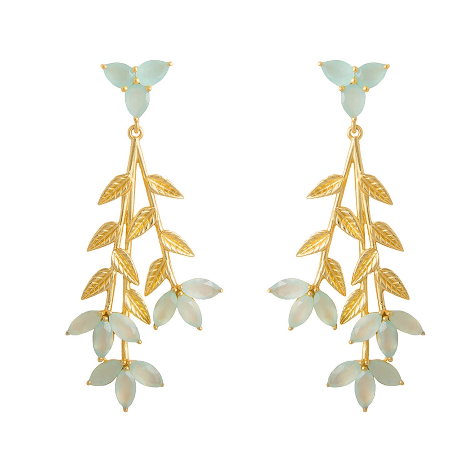 Women’s Blue / Gold Goldplated & Aquamarine Blume Earrings Lavani Jewels