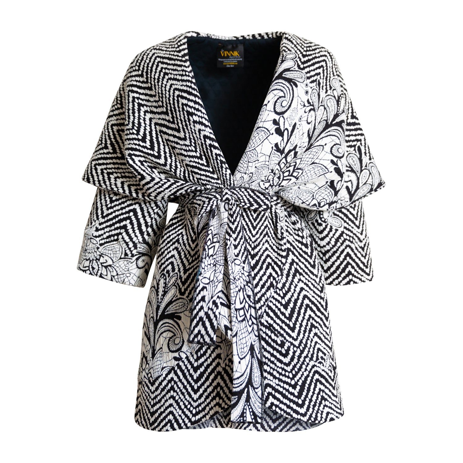 Women’s Black / White Knit Black And White Quilted Cocoon Coat - Doctor Atomic Xxl/3Xl Byvinnik