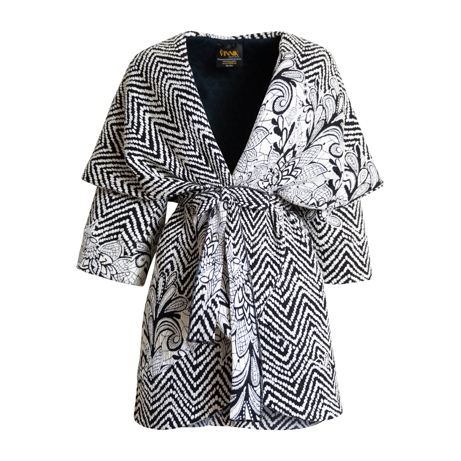 Women’s Black / White Knit Black And White Quilted Cocoon Coat - Doctor Atomic M/L Byvinnik