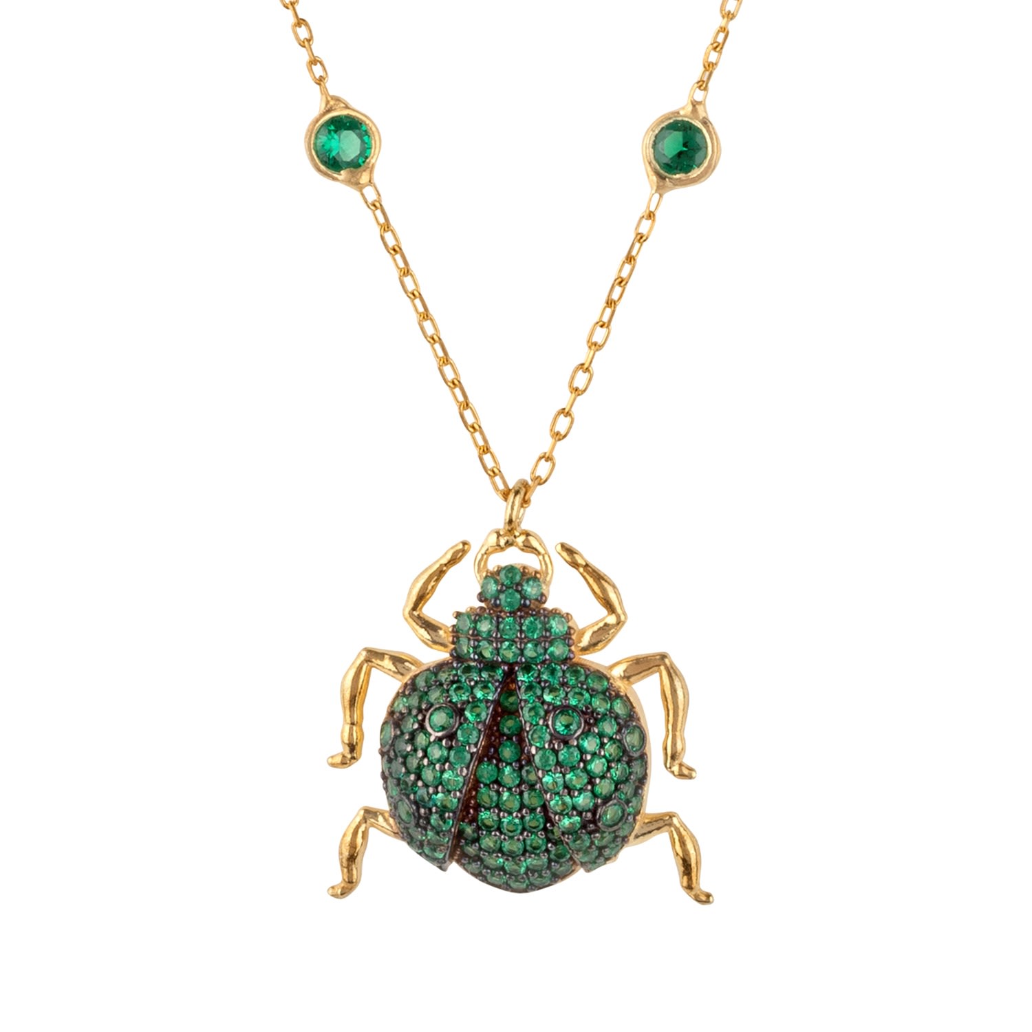 Women’s Gold / Green Scarab Beetle Egyptian Green Pendant Necklace Gold Latelita