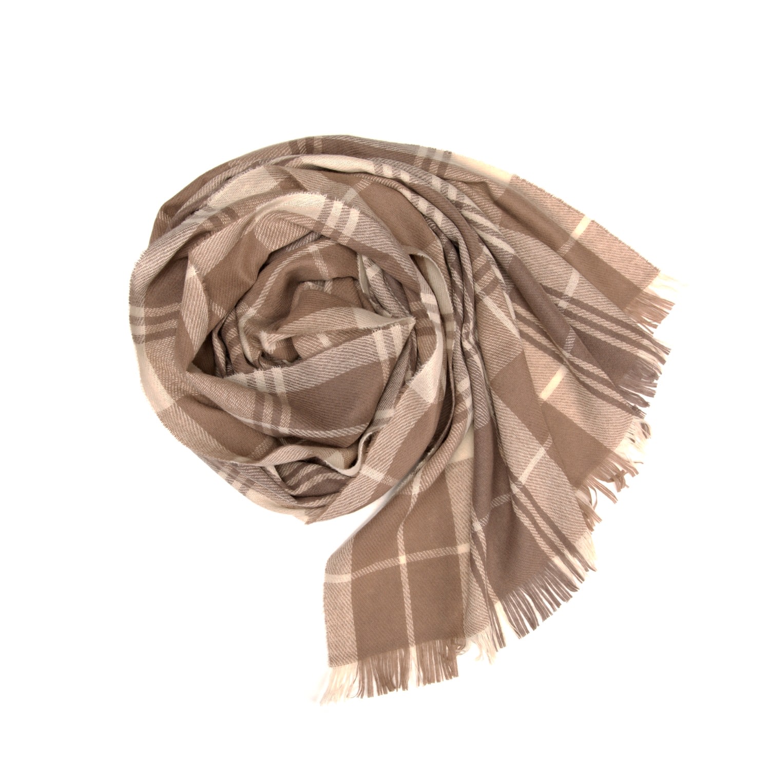 Women’s Neutrals / White Talisker Plaid Natural Cashmere Scarf Kinalba