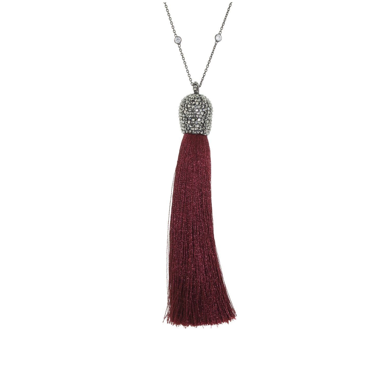 Women’s Red Ruby Silk Tassel Necklace Cosanuova