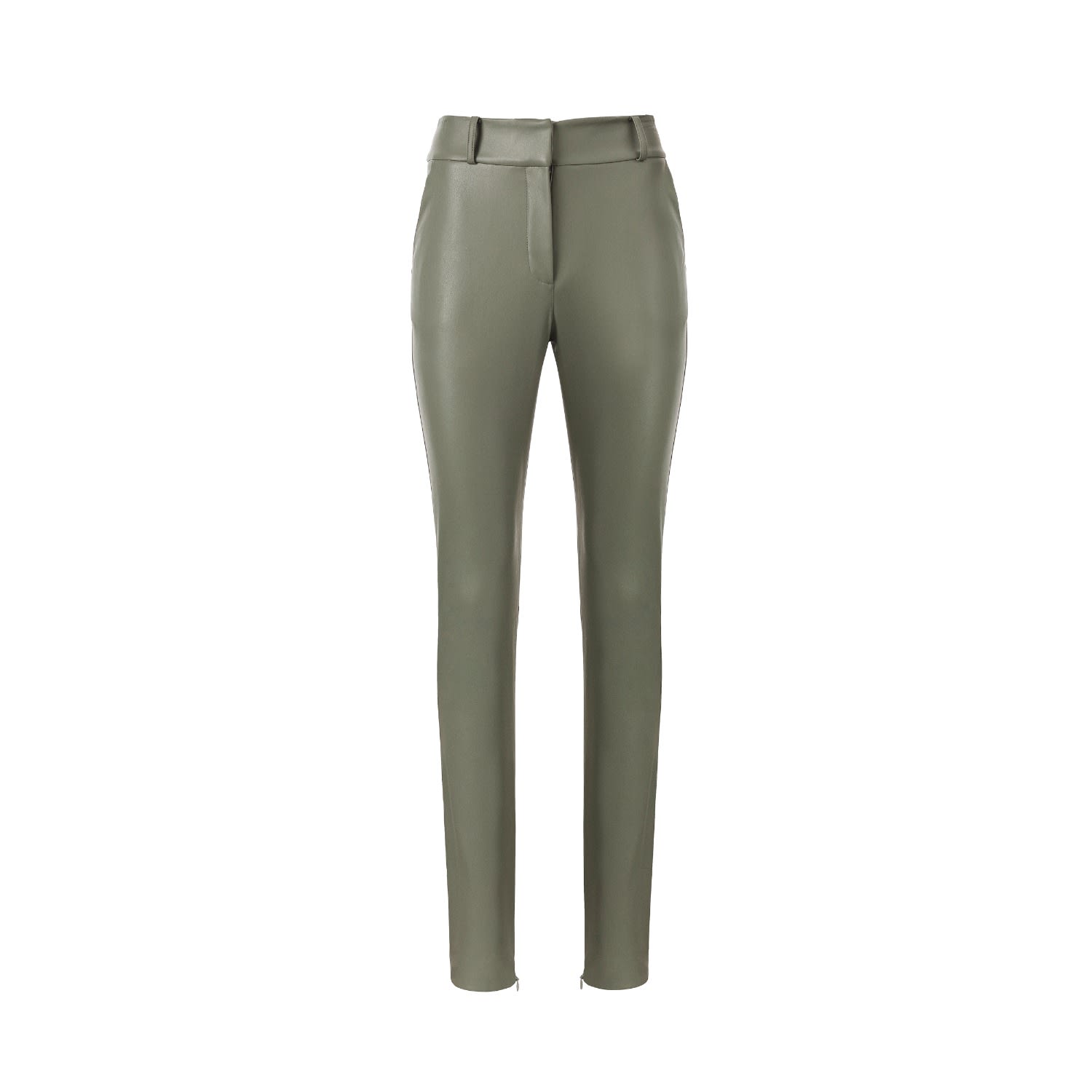 Women’s Vegan-Leather Trousers In Olive Green Medium Lita Couture