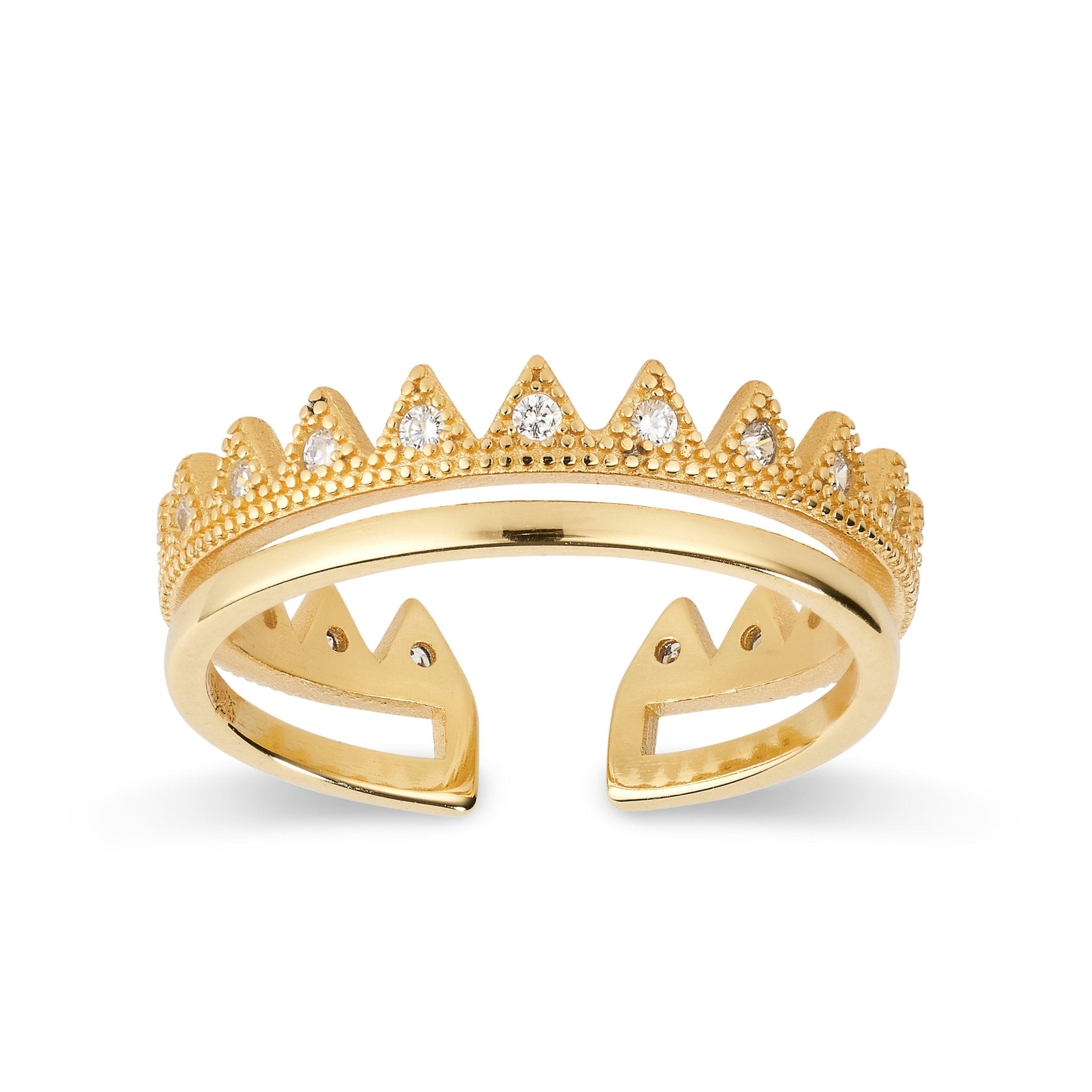Women’s 14K Dainty Gold Crown Stacking Ring Elk & Bloom - Everyday Fine Jewellery