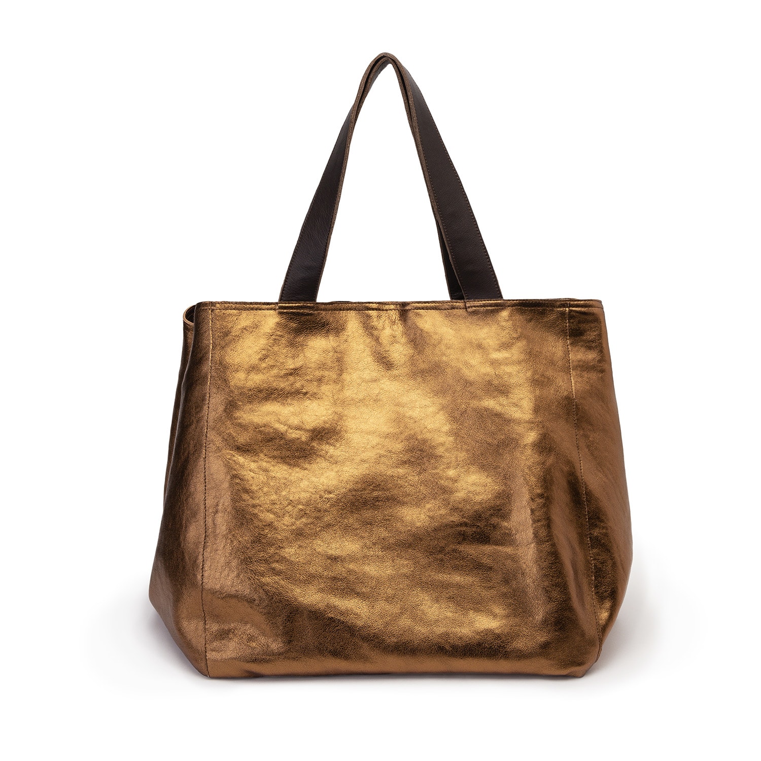 Women’s Brown / Gold Oversized Tote Bag - Soft Leather Bronze Color Juan-Jo