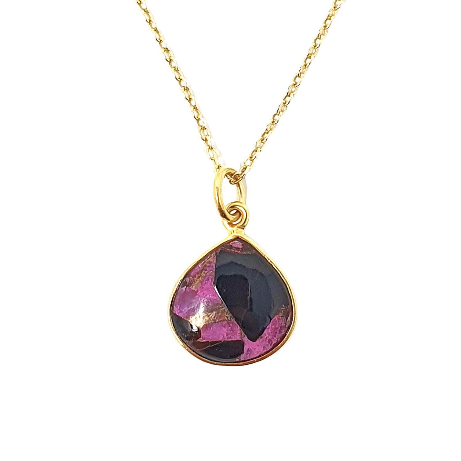 Women’s Gold / Pink / Purple Gold Vermeil Plated Pink Ruby July Birthstone Heart Charm Necklace Harfi