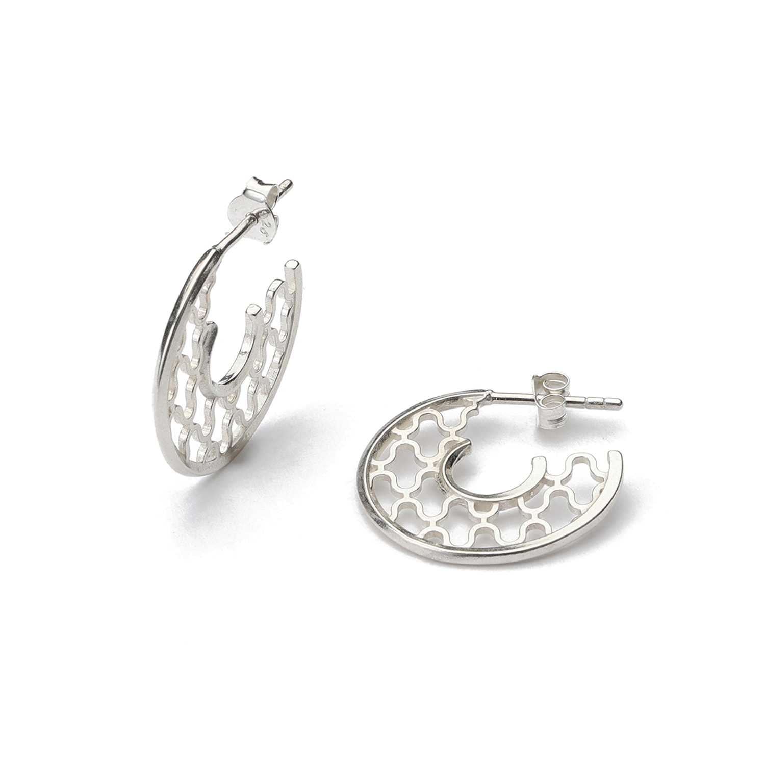 Women’s Silver Ripple Hoop Earrings Lintier Jewelry