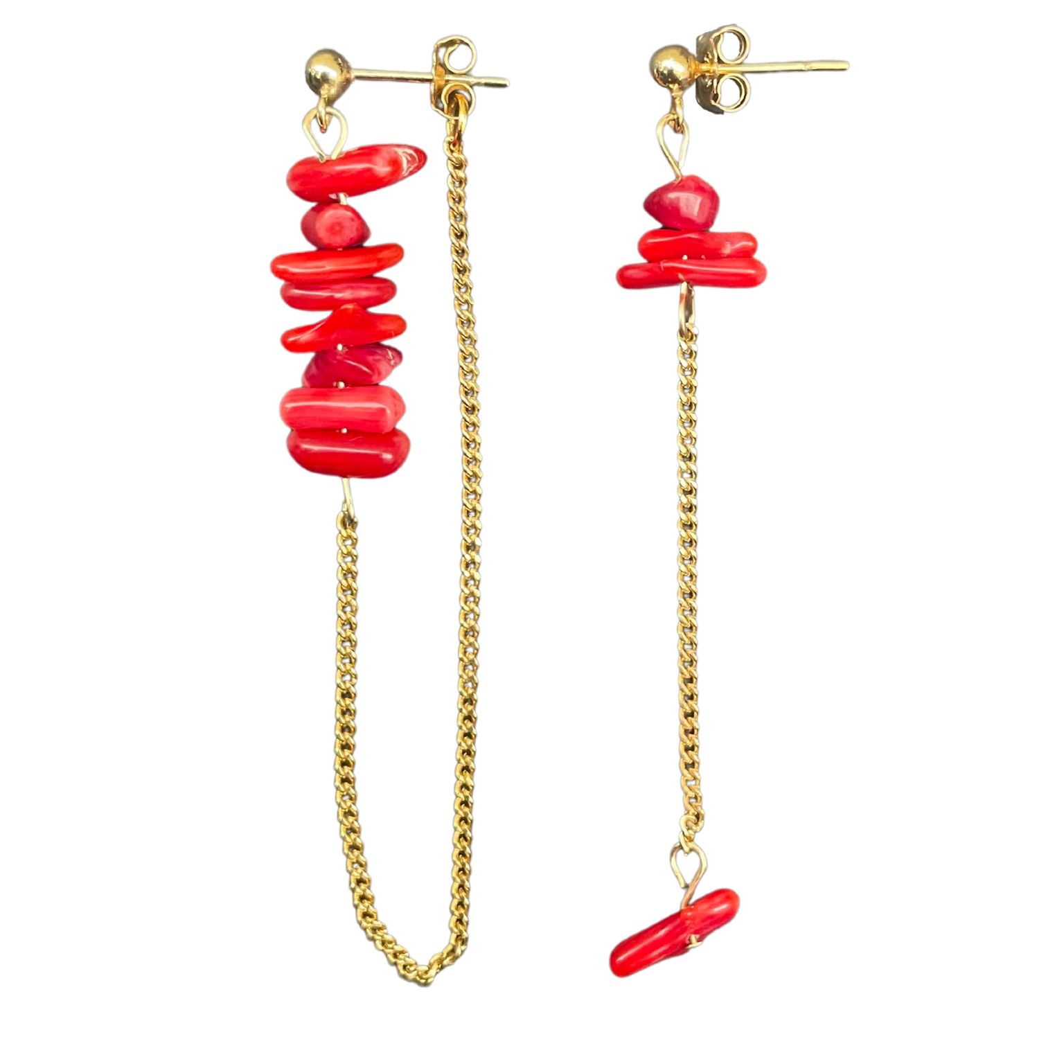 Women’s Red / Gold Earrings With Corals Flore TÃªte D’orange