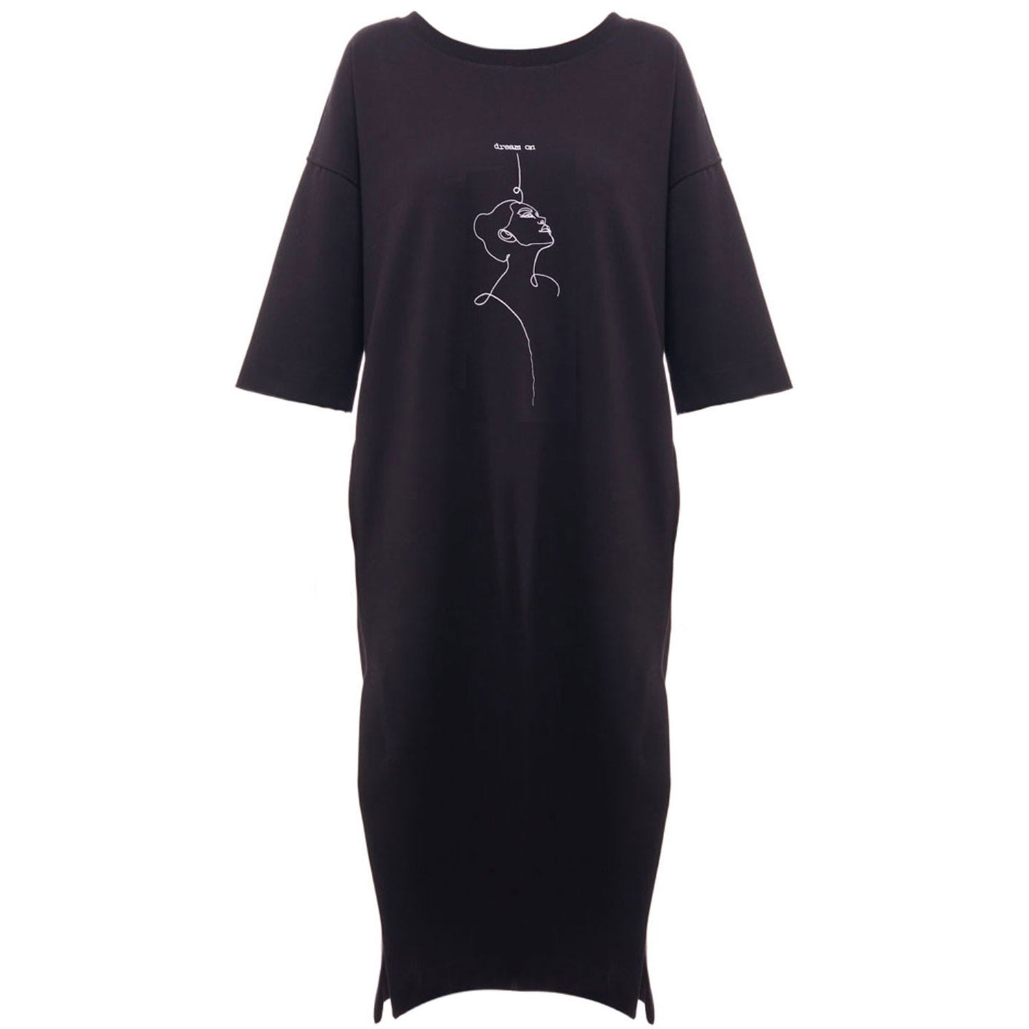 Women’s Do-It-All Embroidered Black T-Shirt Dress Large Hamza